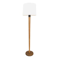 1940s Modernist Wood and Brass Floor Lamp