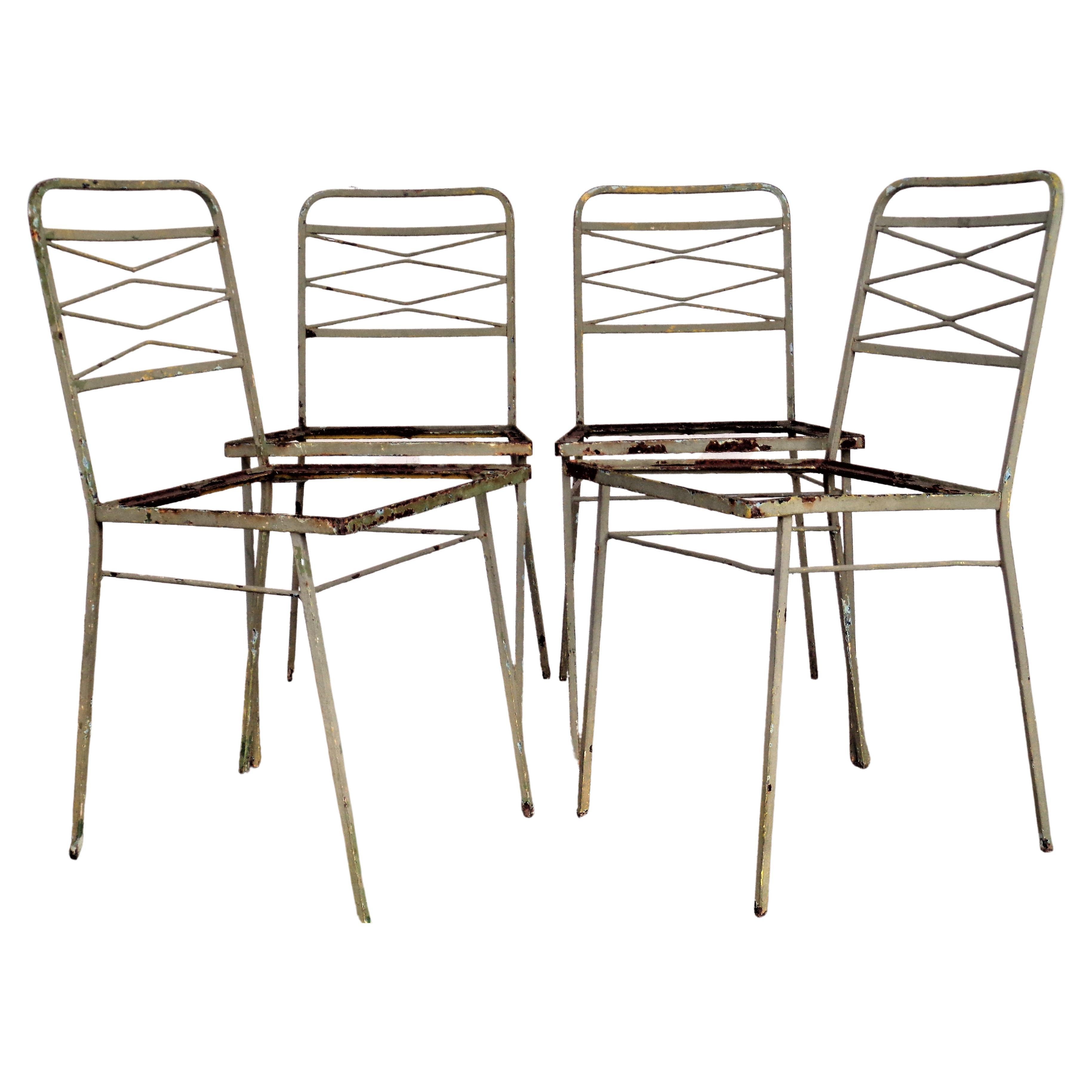   1940's Modernist Wrought Iron Chairs, Set of Four