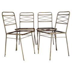   1940's Modernist Wrought Iron Chairs, Set of Four