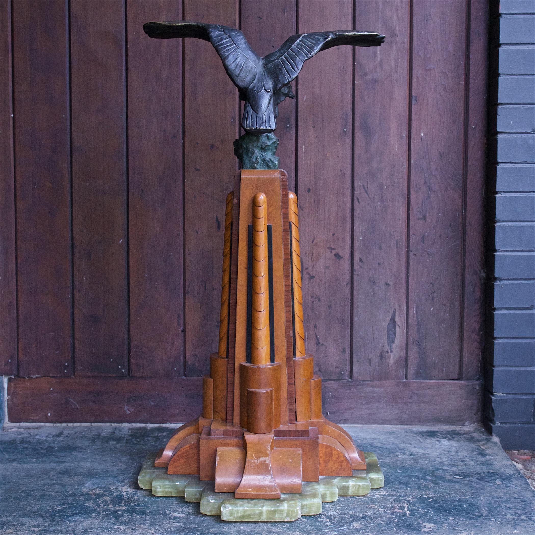 American 1940s Monumental Bronze Condor Bird Sculpture Architectural Maquette on Pedestal