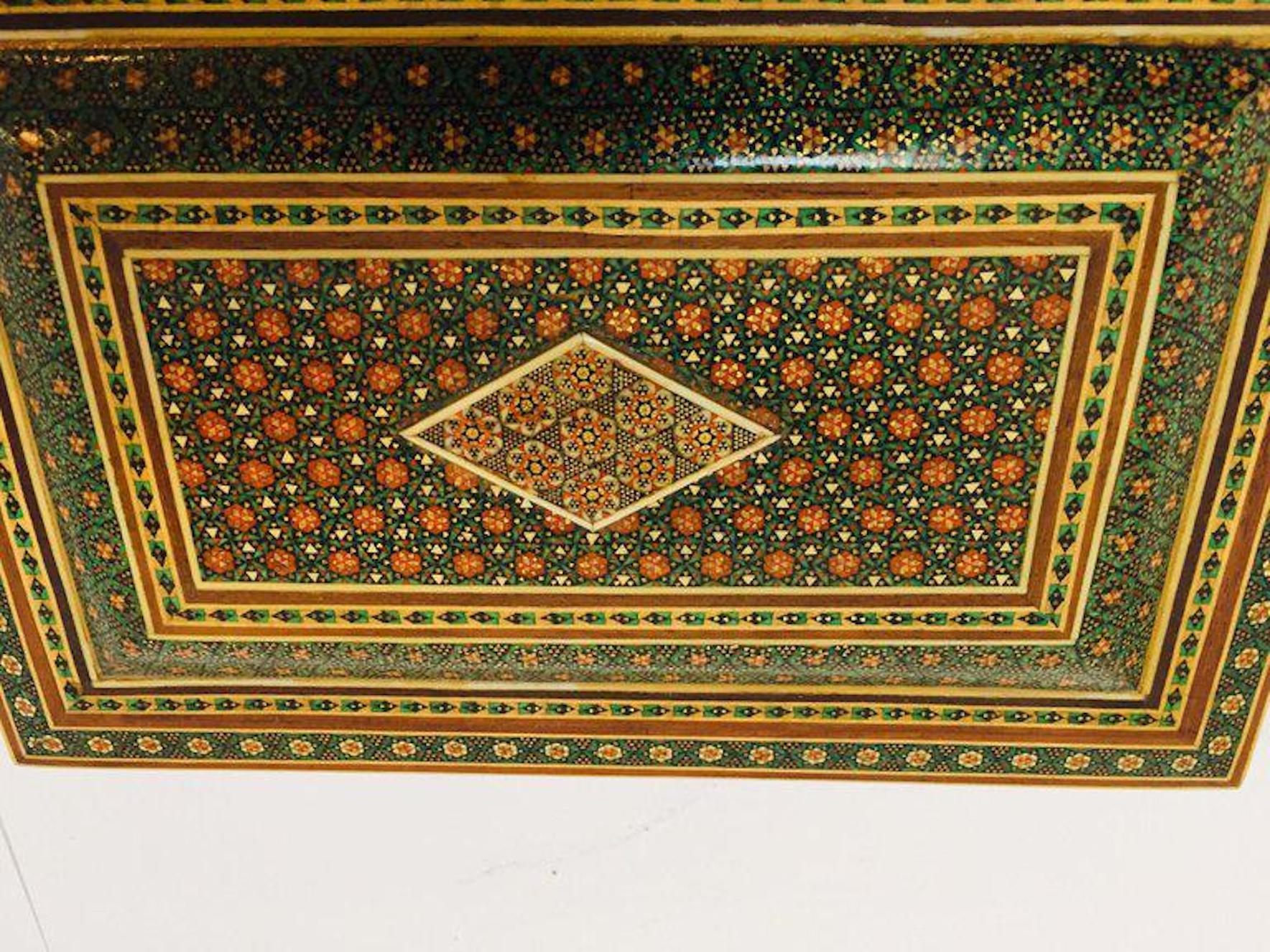 1940s Moorish Anglo-Indian Jewelry Mosaic Khatam Inlaid Box 5