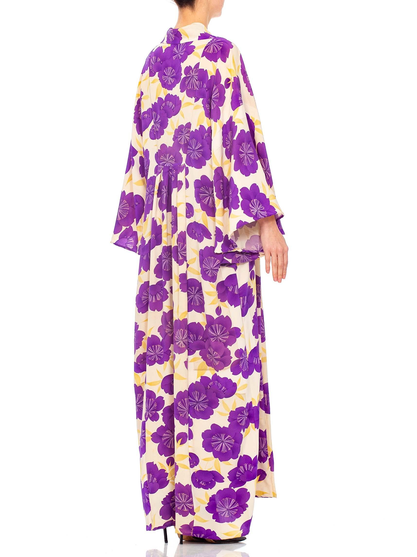 1940S Morphew Collection Purple Silk Printed Made From Japanese Kimono  Kaftan 4