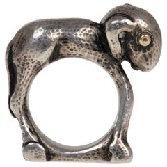 1940s Mosheh Oved Silver and Gold Lamb Ring