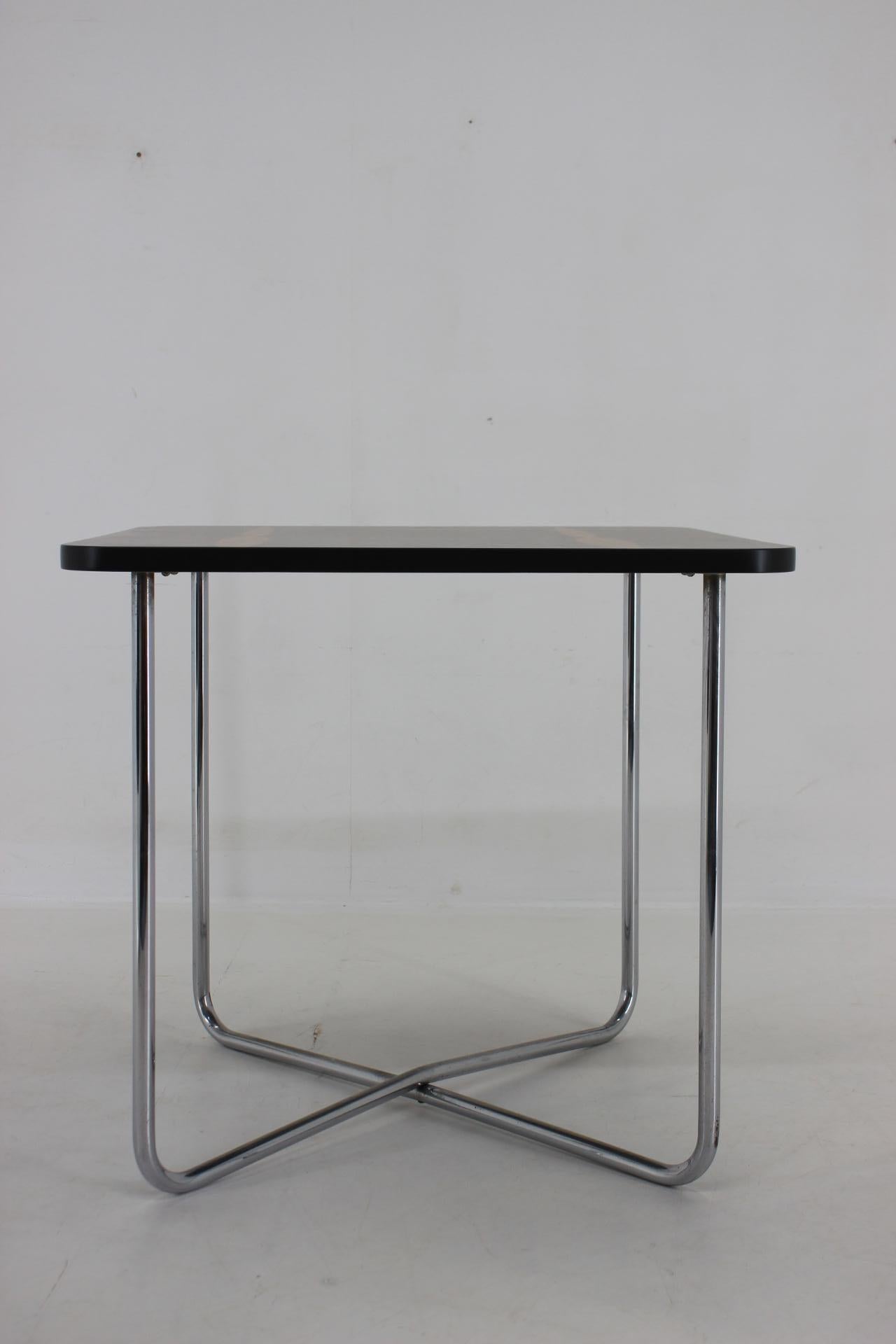 Veneer 1940s Mücke Melder Restored Bauhaus Tubular Dining Table, Czechoslovakia For Sale