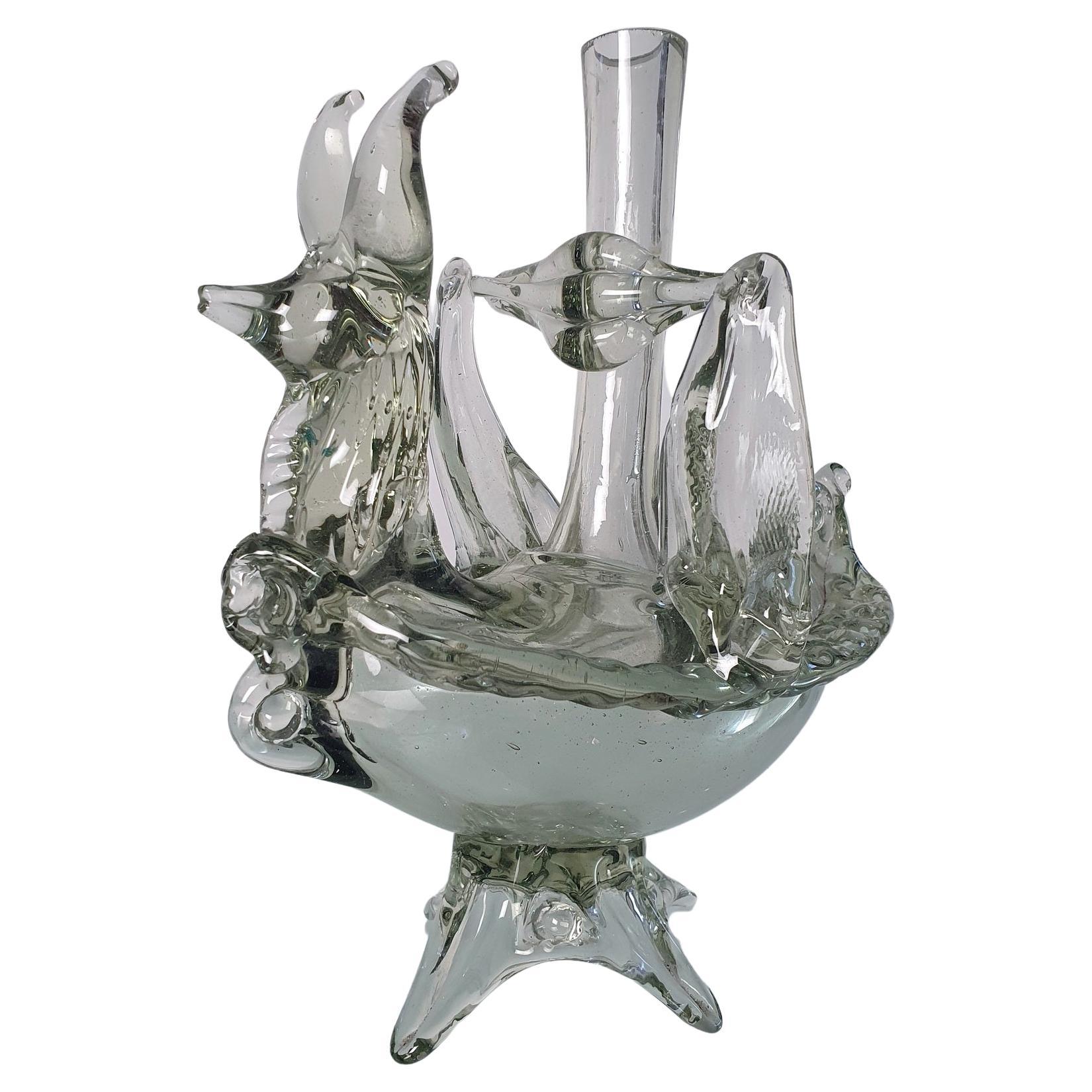 1940s Murano Animal Glass Vase, Italy
