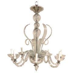 1940s Murano Glass 8 Lights Chandelier