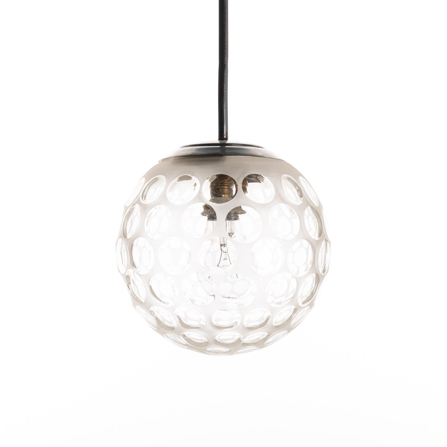 Italian 1940's Murano Glass and Metal Pendant Attributed to Lenti by Carlo scarpa For Sale