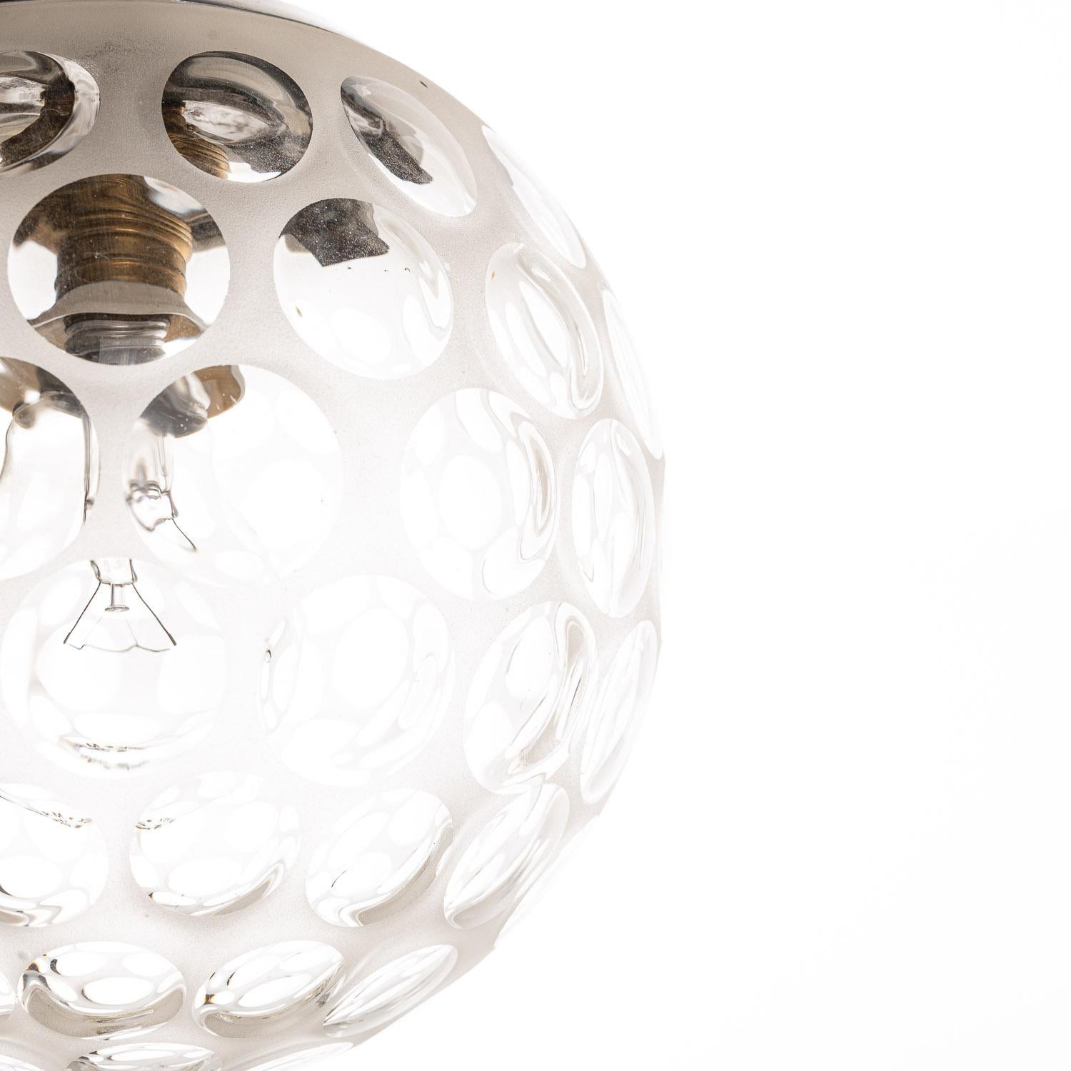 20ième siècle Lampe à suspension en verre de Murano et métal des années 1940 attribuée à Lenti par Carlo scarpa en vente