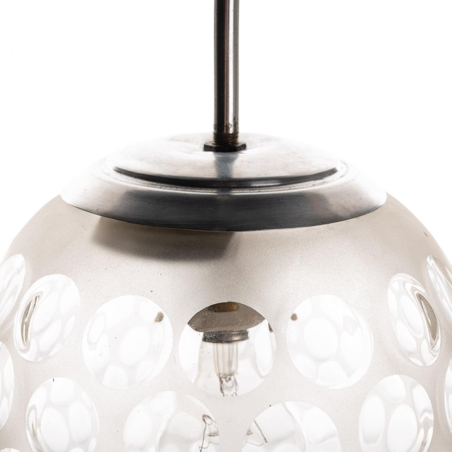 Lampe à suspension en verre de Murano et métal des années 1940 attribuée à Lenti par Carlo scarpa en vente 1