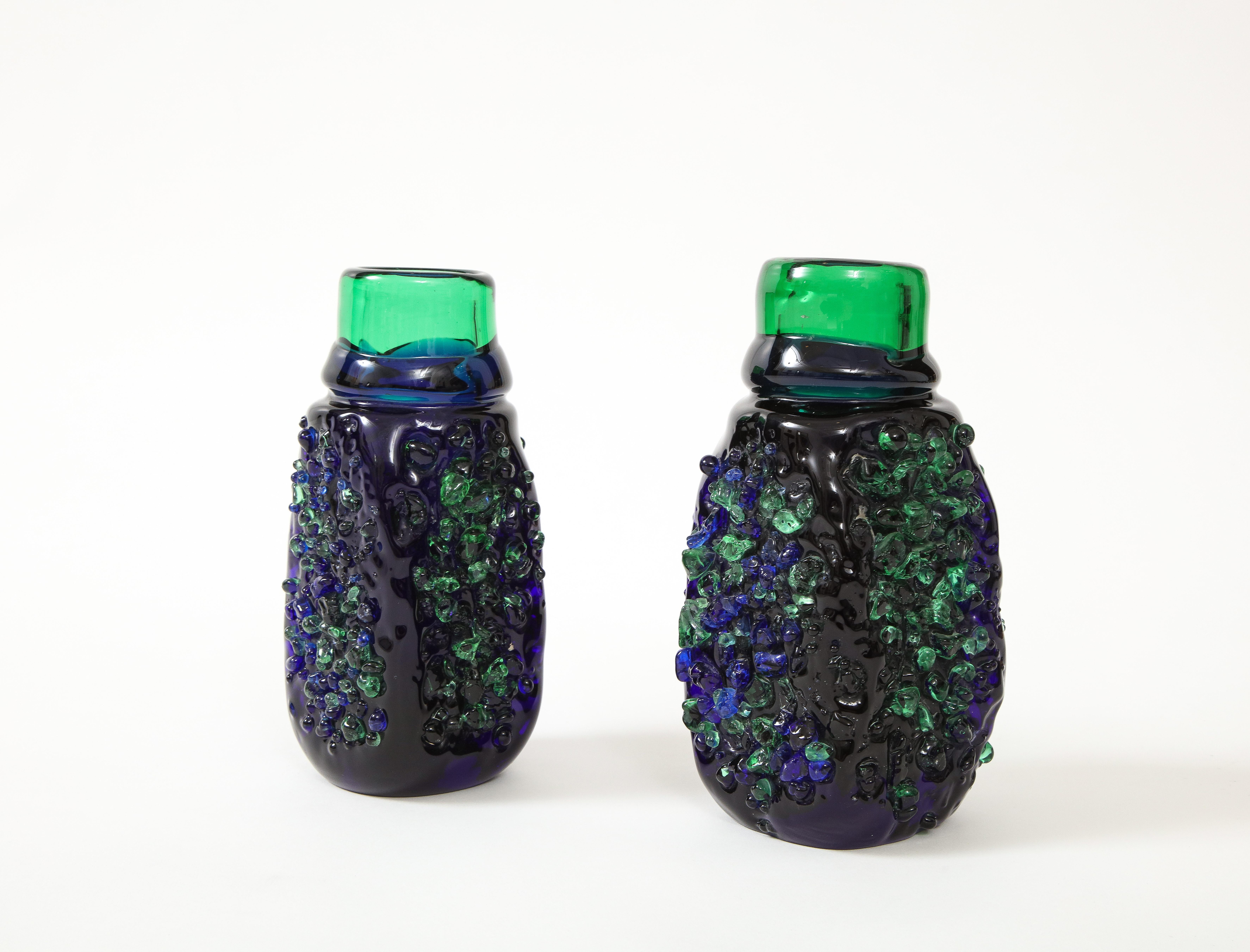 1940s Murano Glass Brutalist Style Vases For Sale 6