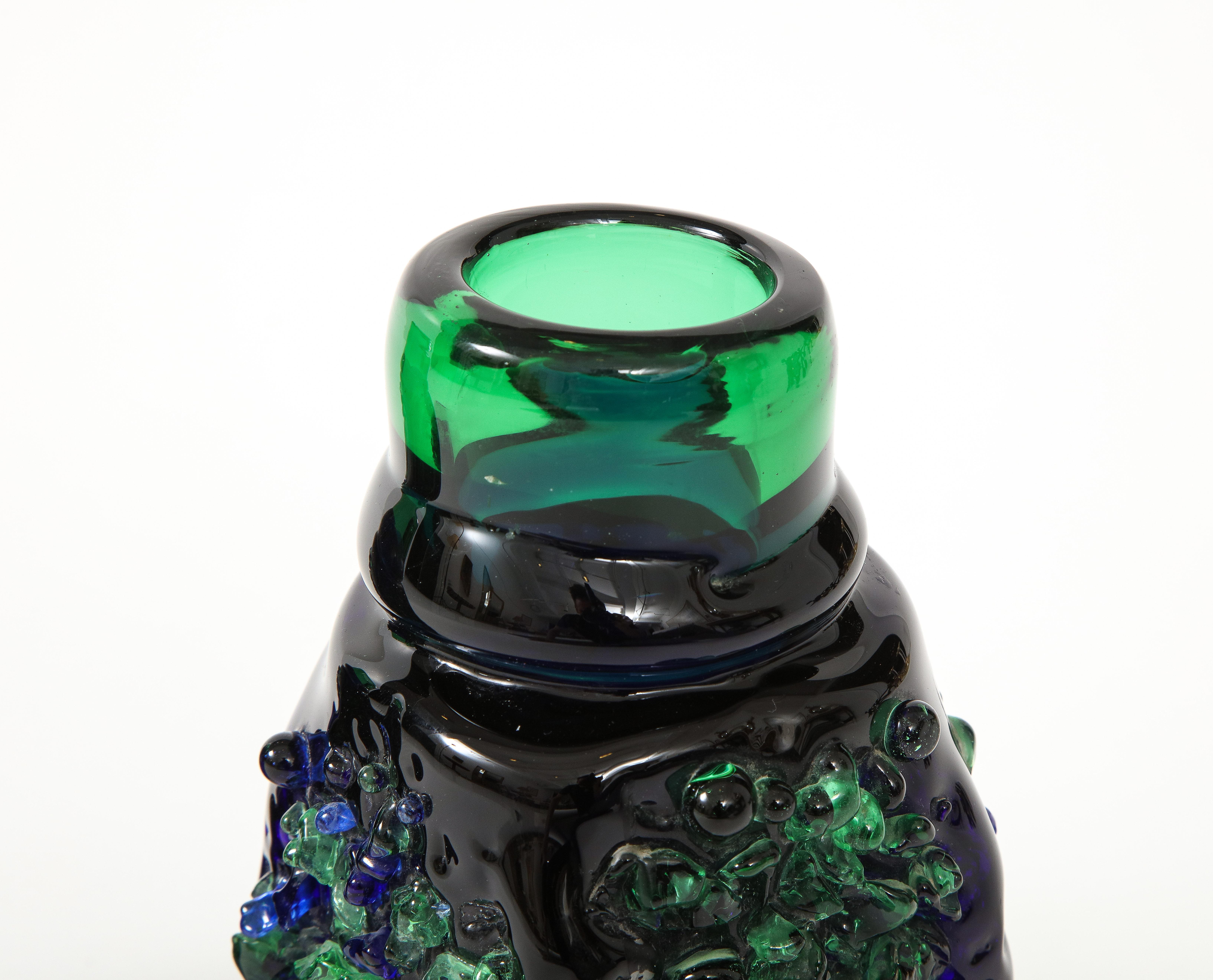 1940s Murano Glass Brutalist Style Vases In Good Condition For Sale In New York, NY