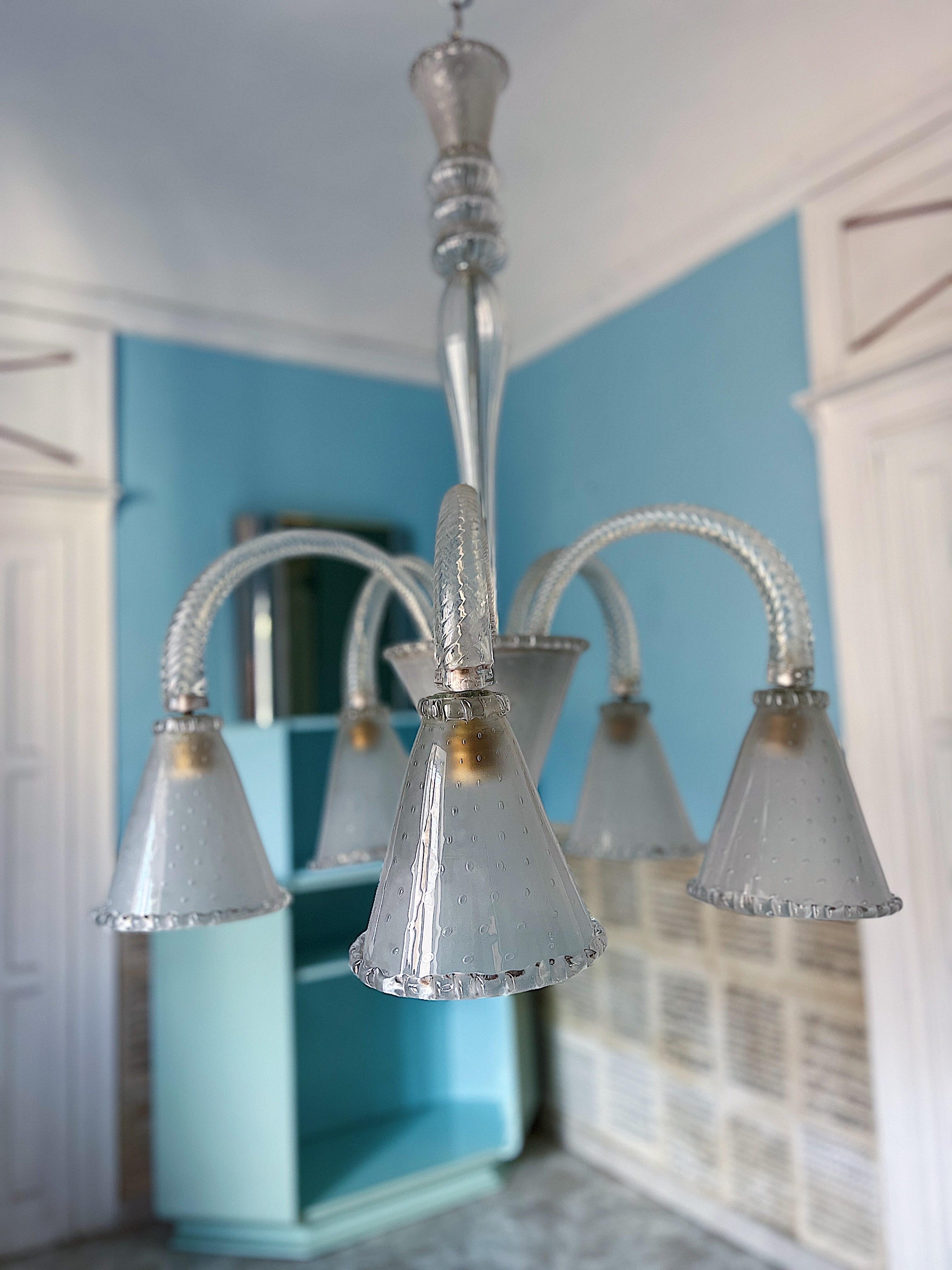  1940s Murano Glass Chandelier by Barovier&Toso In Good Condition For Sale In Palermo, PA