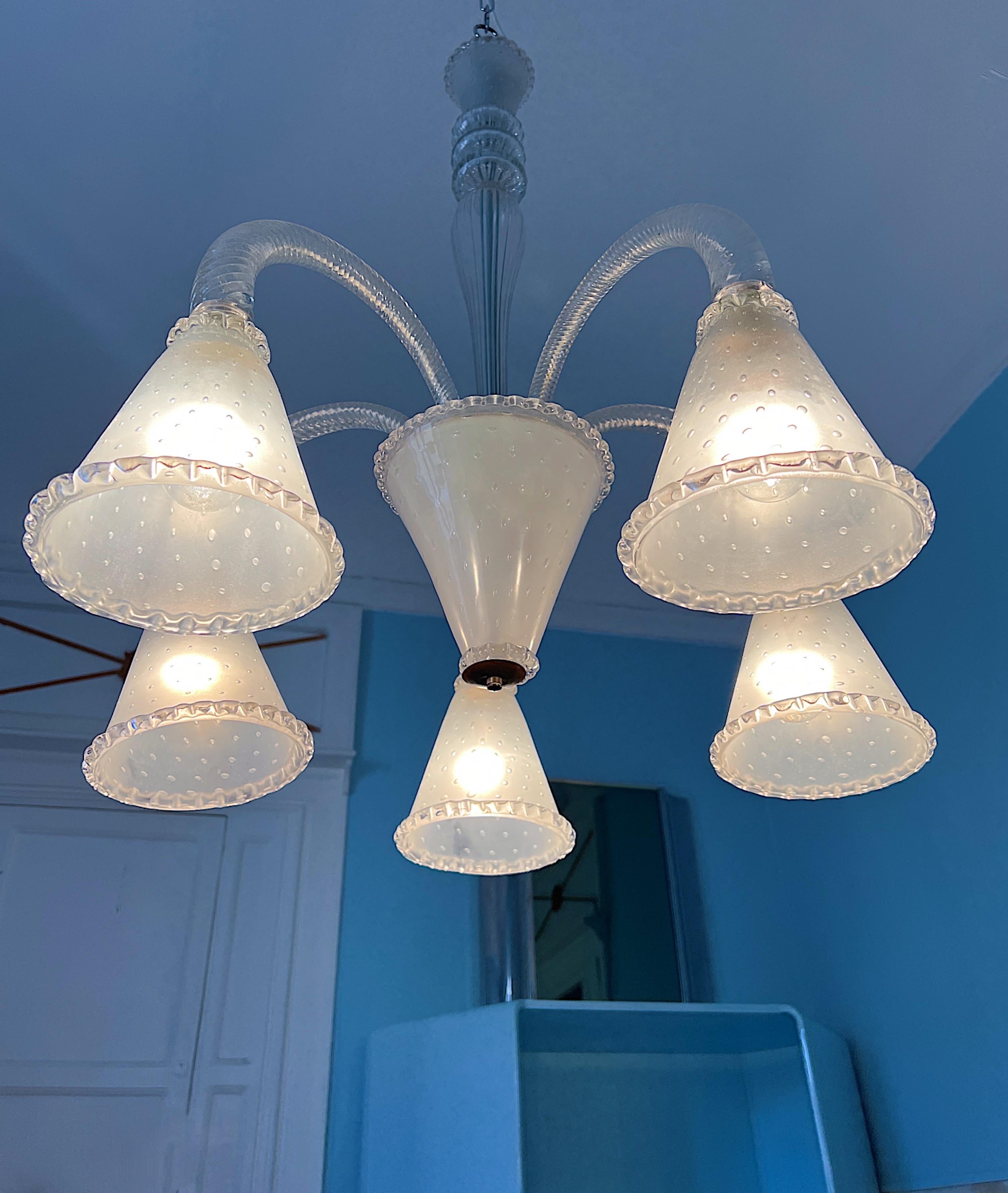 20th Century  1940s Murano Glass Chandelier by Barovier&Toso For Sale
