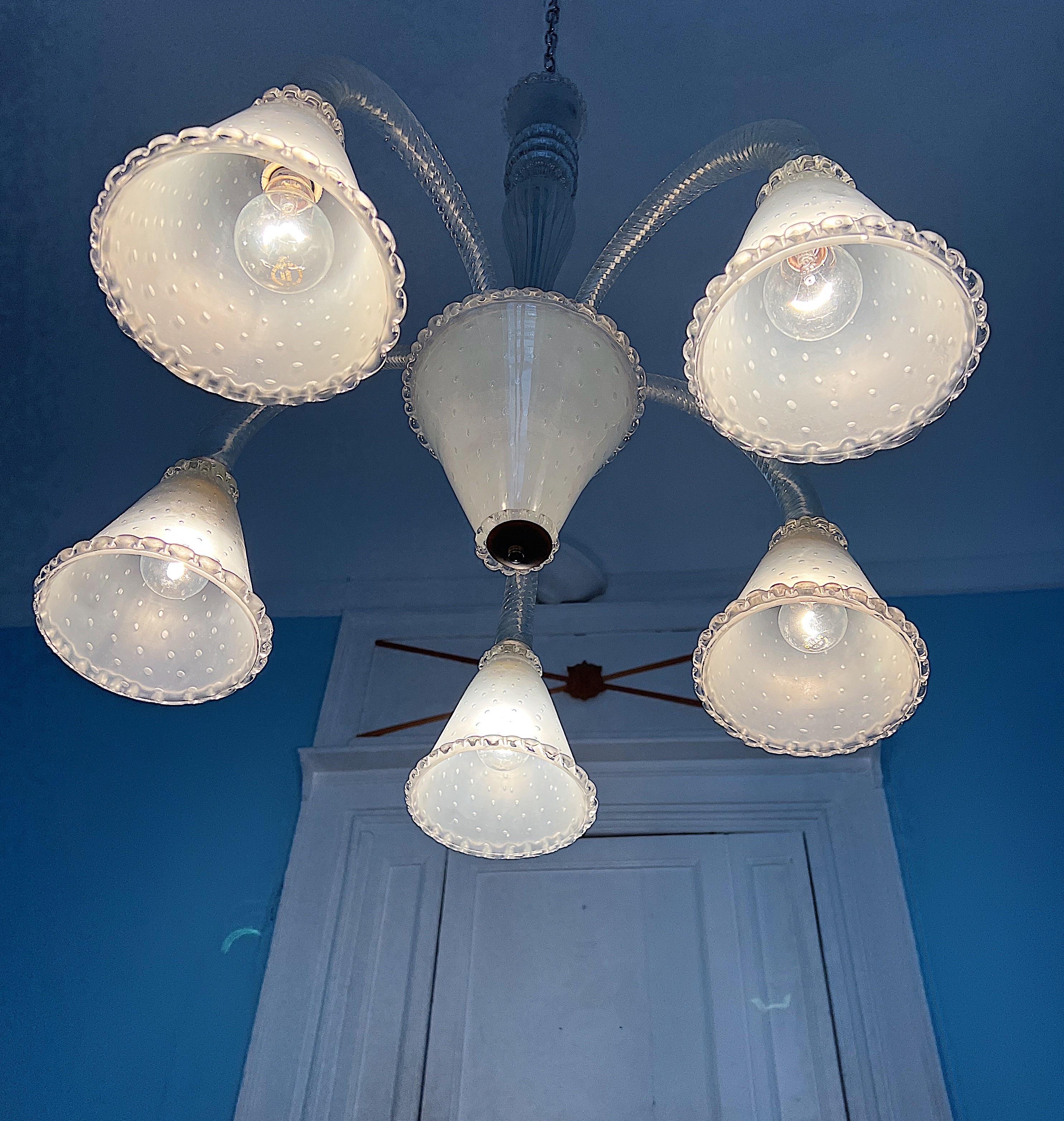  1940s Murano Glass Chandelier by Barovier&Toso For Sale 2