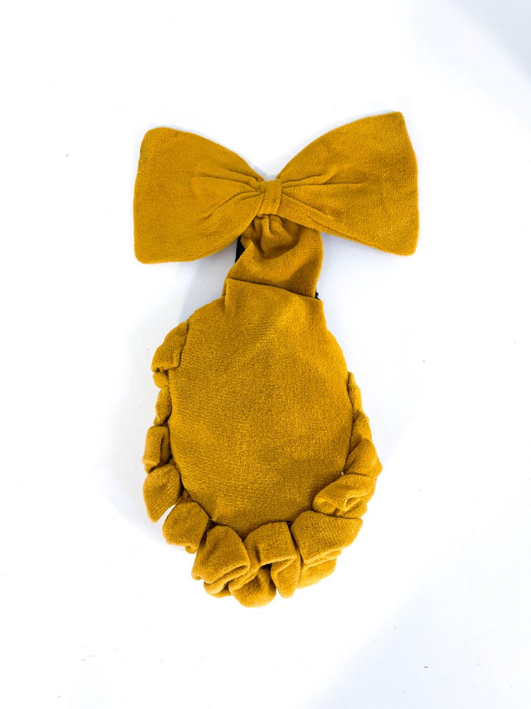 1940s Mustard Gold Velour Cocktail Hat For Sale 1