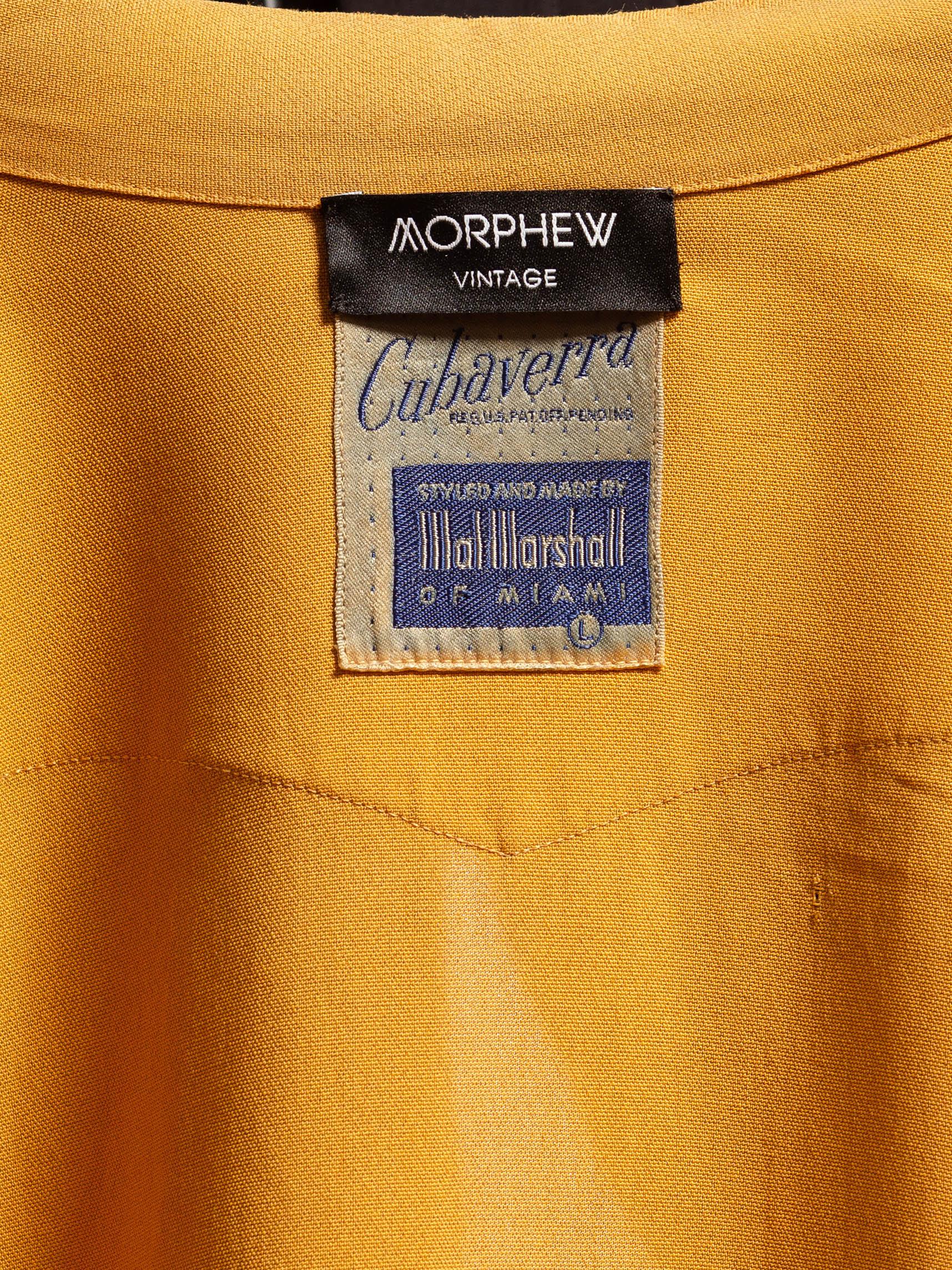 Western Style Button Up Hemd aus senffarbener Seidenmischung und Krepp, 1940er Jahre im Angebot 4