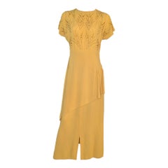 Abito anni '40 con perline giallo senape