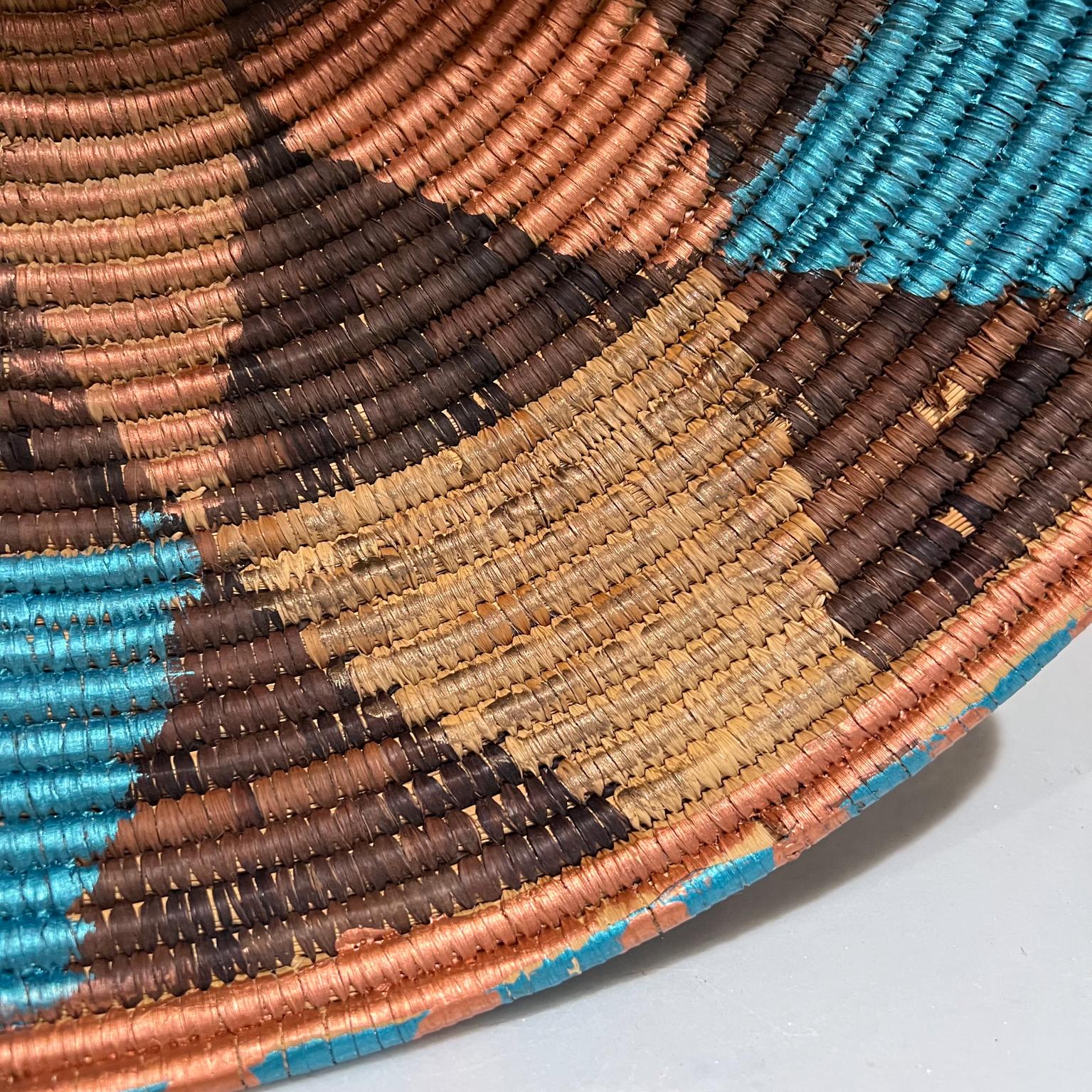 Mid-20th Century 1940s Native American Indian Handmade Weave Basket Vibrant Modern Design