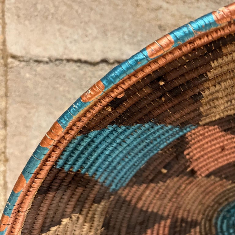 1940s Native American Indian Handmade Weave Basket Vibrant Modern Design For Sale 2