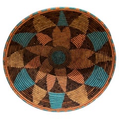 1940s Native American Indian Handmade Weave Basket Vibrant Modern Design