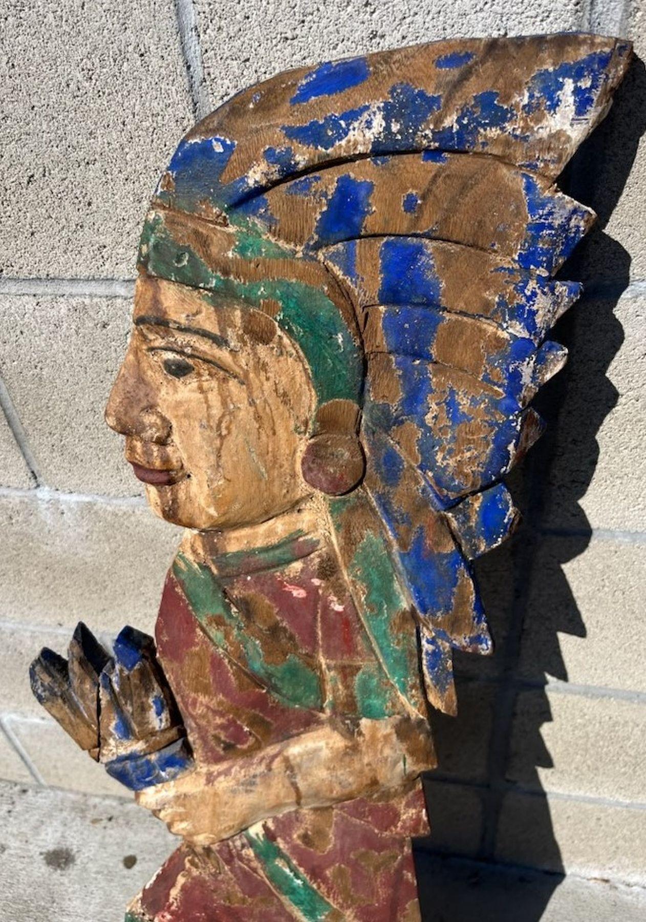 Adirondack 1940s Native American Trading Post Wooden Sign For Sale
