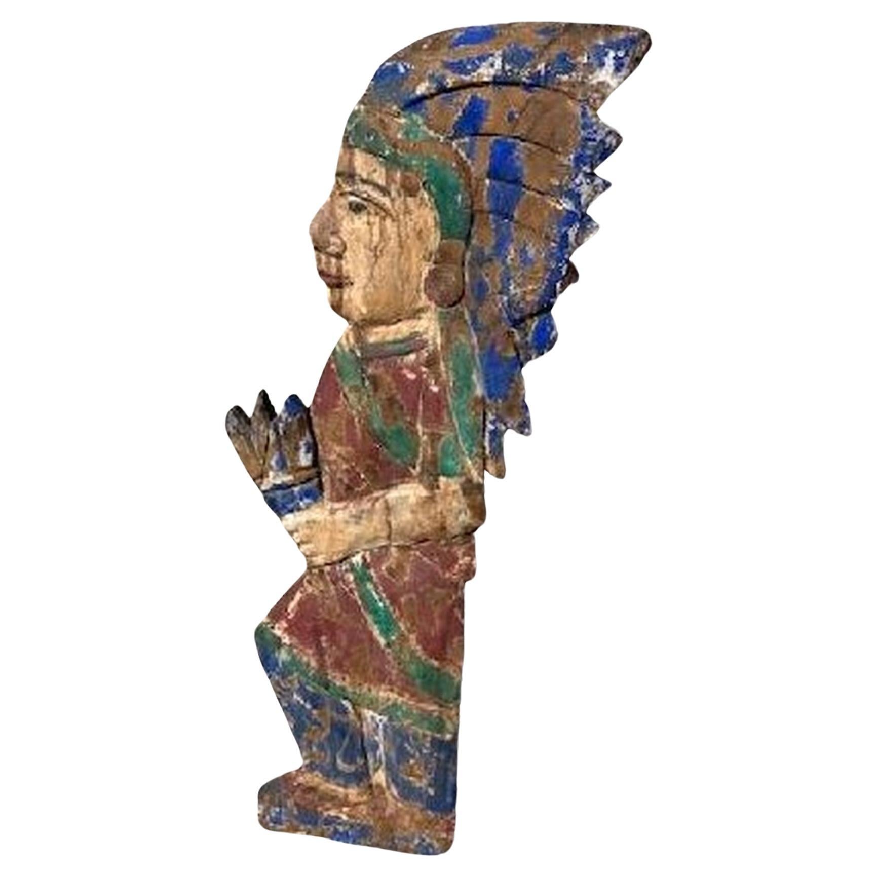 1940s Native American wooden painted trading post sign. Colors are vibrant. This is what paint collectors appreciate. The natural fade and slight crackling of the paint showing true age and patina. Wear to the wood plank from age and use.