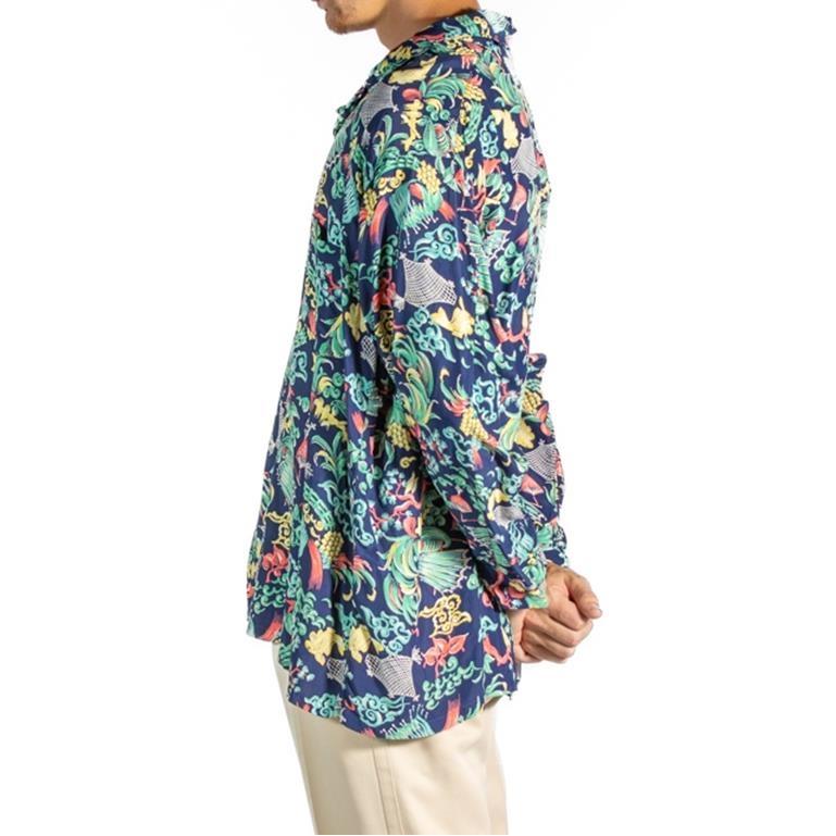 Gray 1940S Navy Blue Multicolored Rayon Mens Pajamas