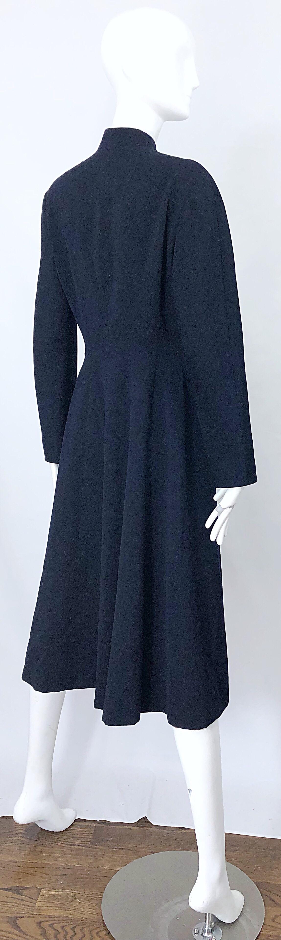 1940er Marineblauer eleganter Deko-Stil Vintage 40er Jahre Prinzessinnenjacke Mantel mit Taschen im Zustand „Hervorragend“ im Angebot in San Diego, CA