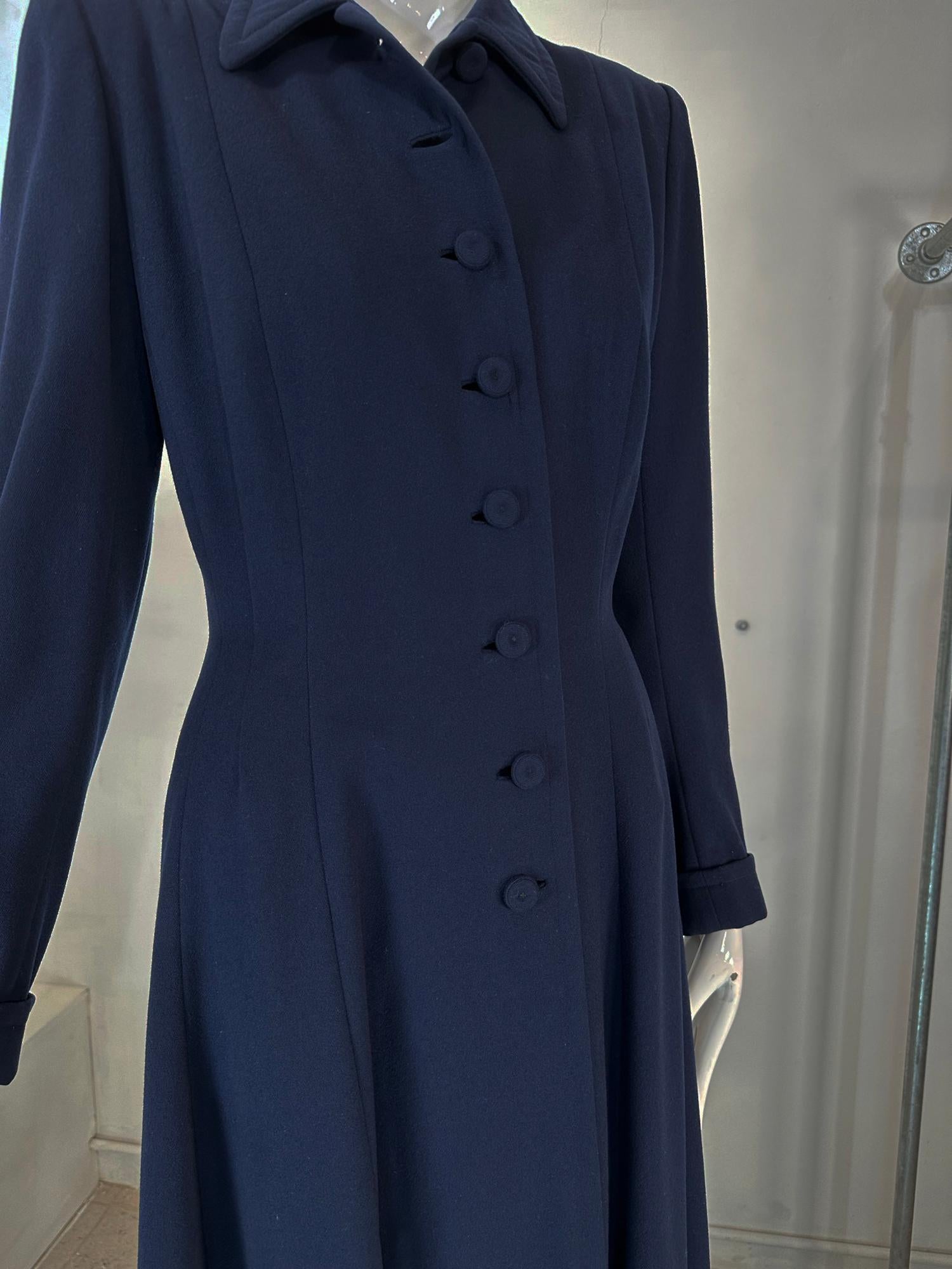 1940s Navy Blue Wool Princess Coat Peterson Gerzog Providence Rhode Island For Sale 6