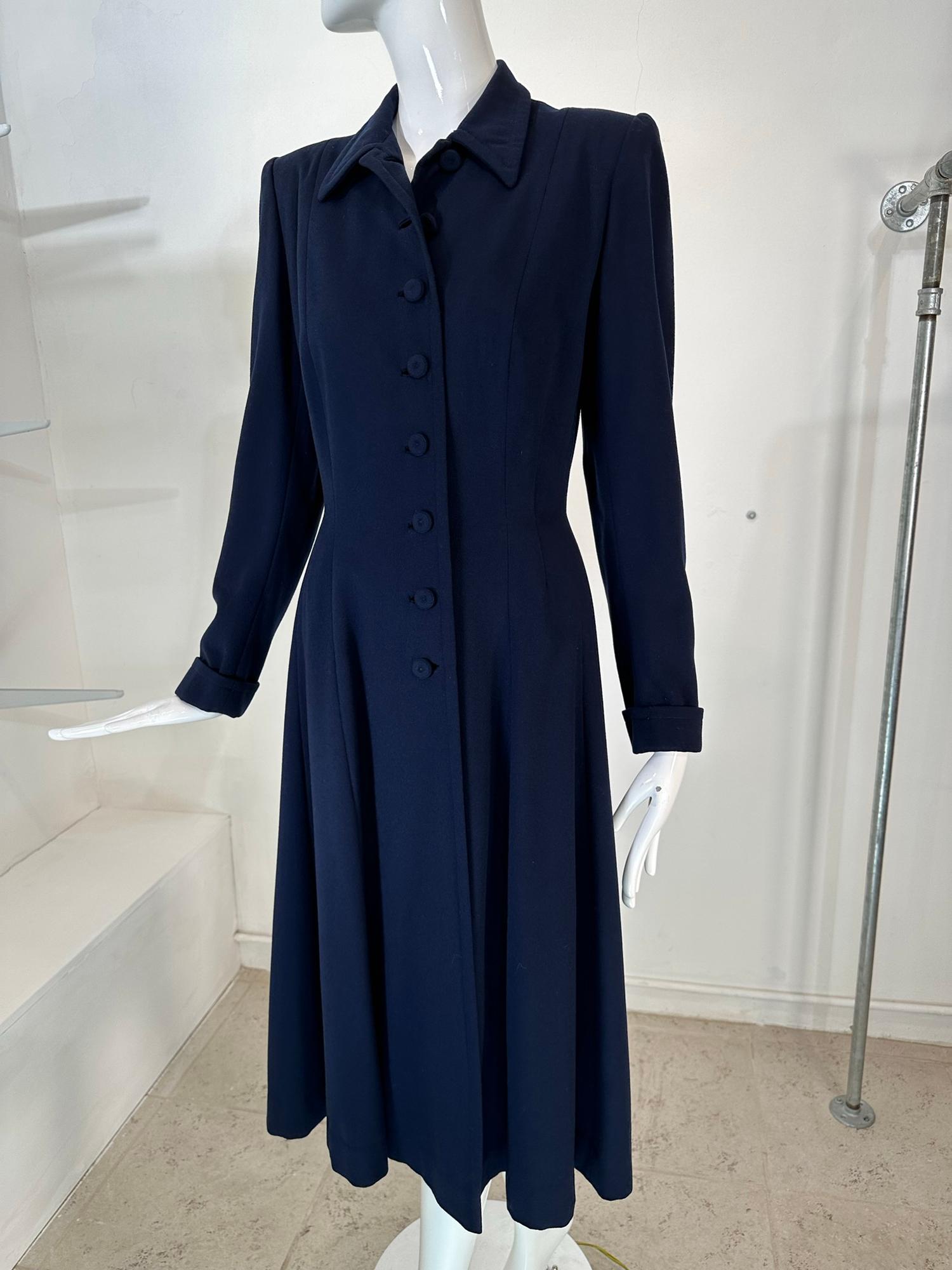 1940s Navy Blue Wool Princess Coat Peterson Gerzog Providence Rhode Island For Sale 7