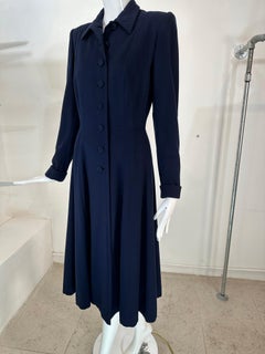 1940s Navy Blue Wool Princess Coat Peterson Gerzog Providence Rhode Island