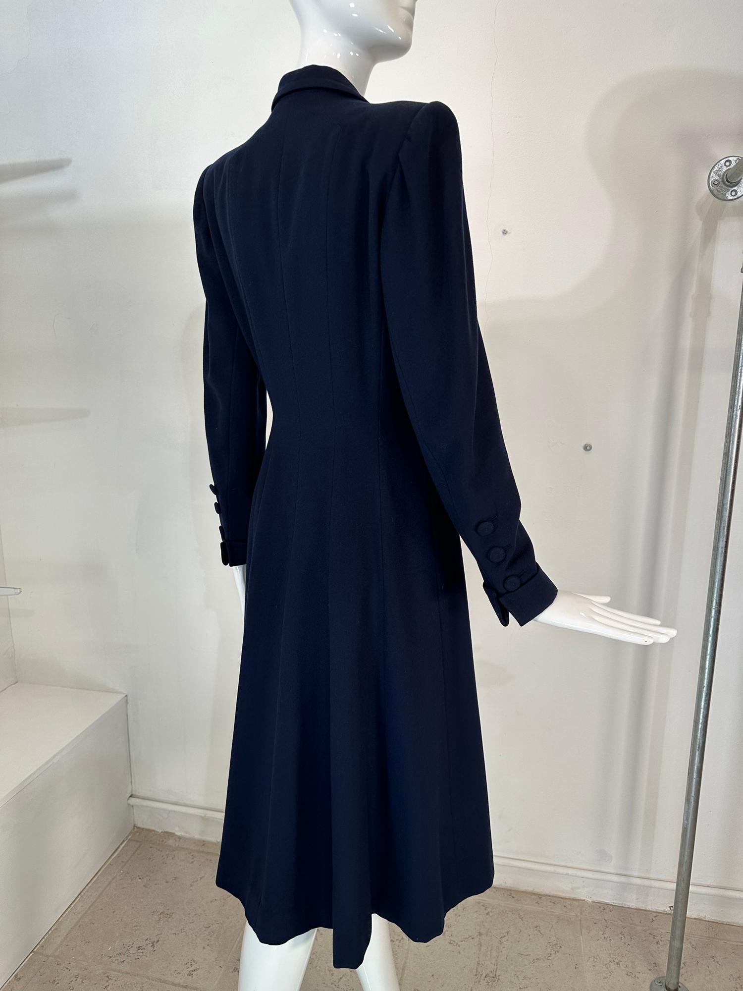 1940s Navy Blue Wool Princess Coat Peterson Gerzog Providence Rhode Island For Sale 2
