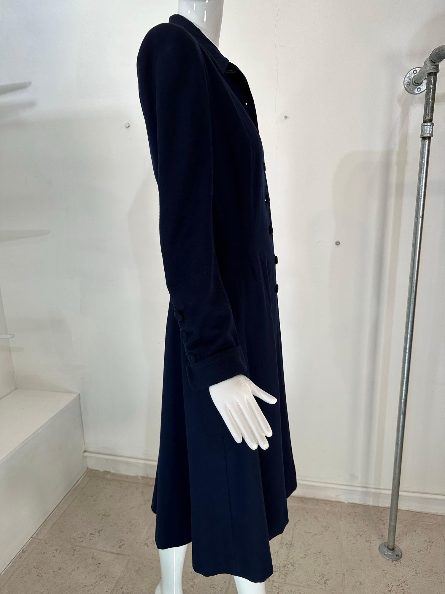 1940s Navy Blue Wool Princess Coat Peterson Gerzog Providence Rhode Island For Sale 4