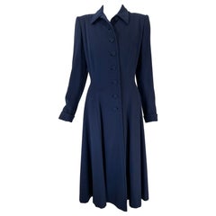 1940s Navy Blue Wool Princesse Coat Peterson Gerzog Providence Rhode Island