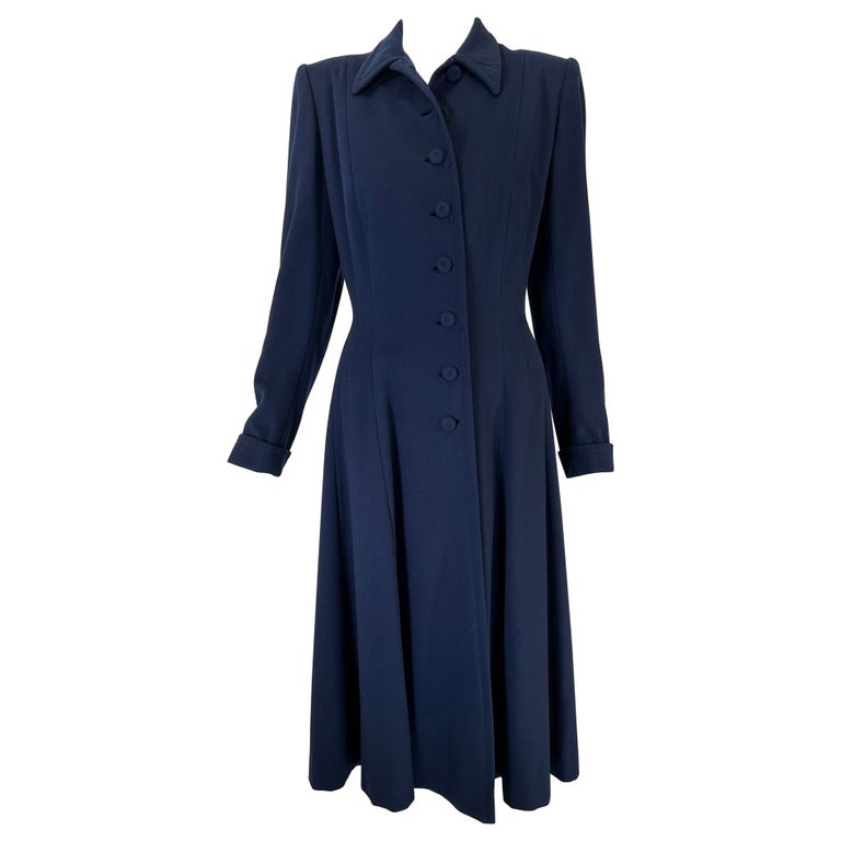 1940s Navy Blue Wool Princess Coat Peterson Gerzog Providence Rhode Island  For Sale at 1stDibs