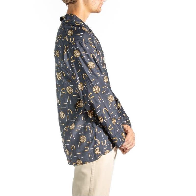 1940S Navy Blue & Yellow Rayon Mens Pajamas For Sale 1