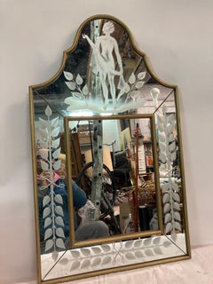 1940's Neo-classic carved glass wall mirror