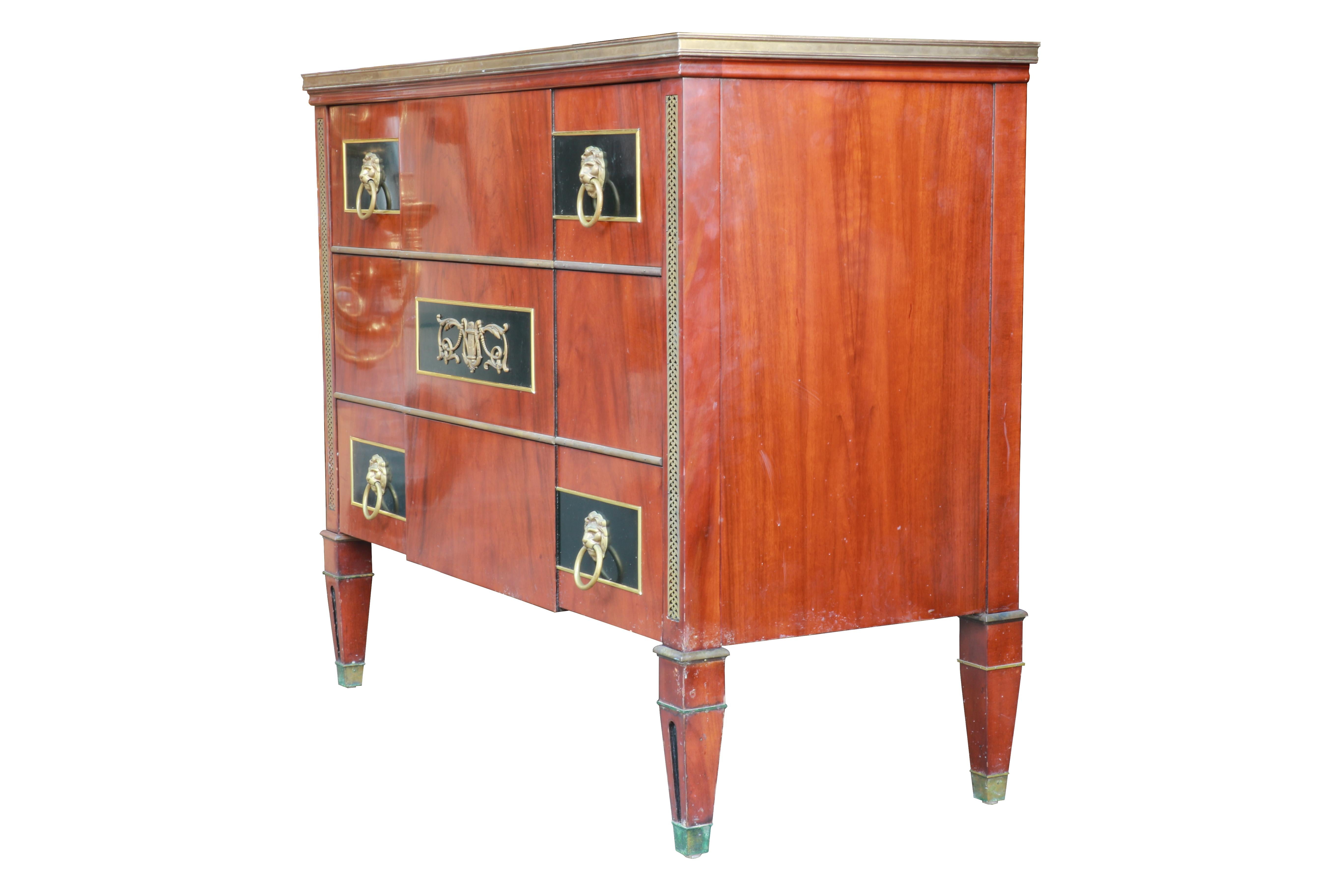 Neoclassical 1940s Neo Classical John Widdicomb Chest of Drawers with Marble Top