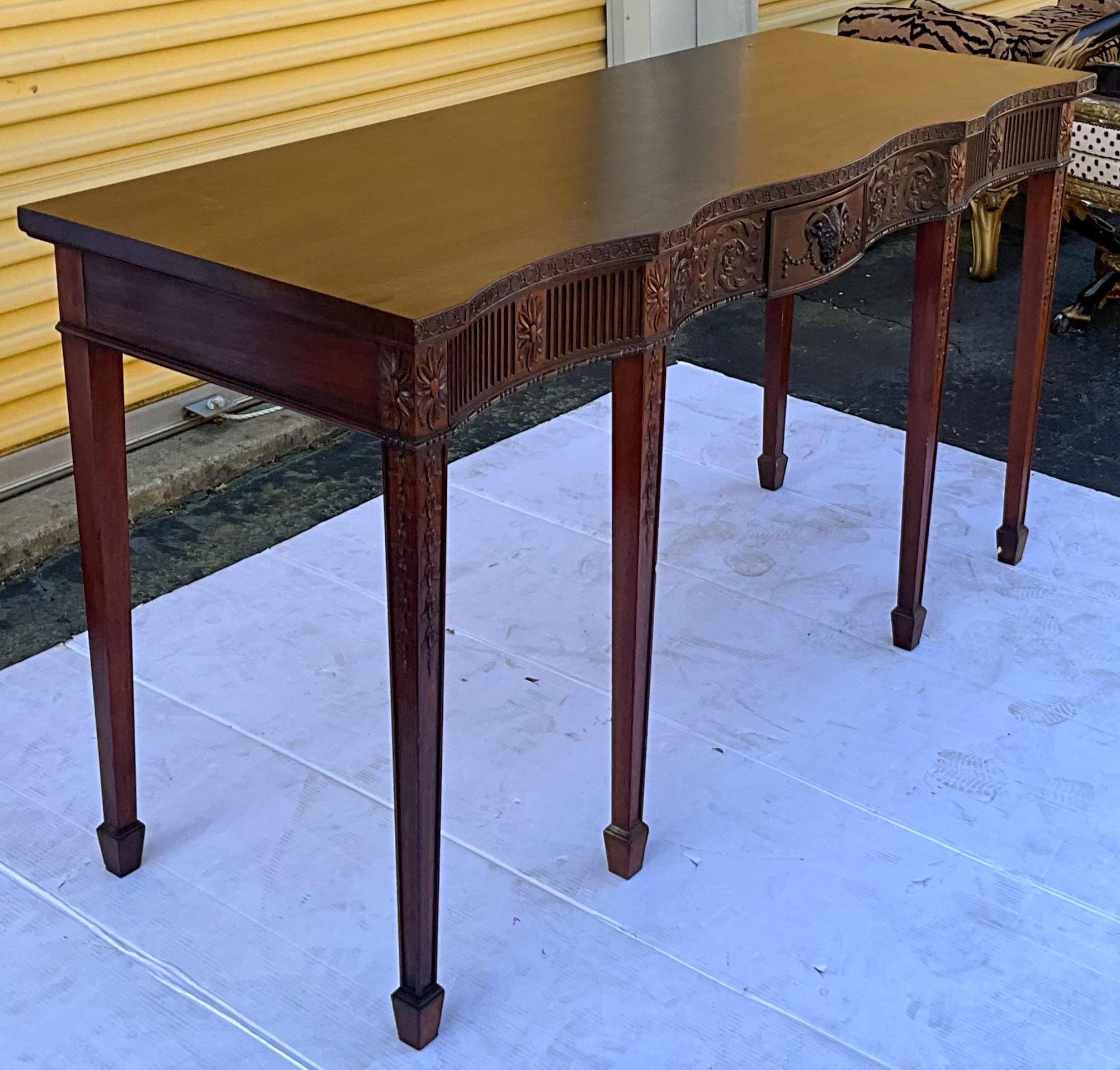 1940s Neoclassical Style Carved Mahogany Huntboard / Console Table / Server For Sale 3