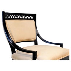 Neoclassical Style Black Lacquered Lounge Chair