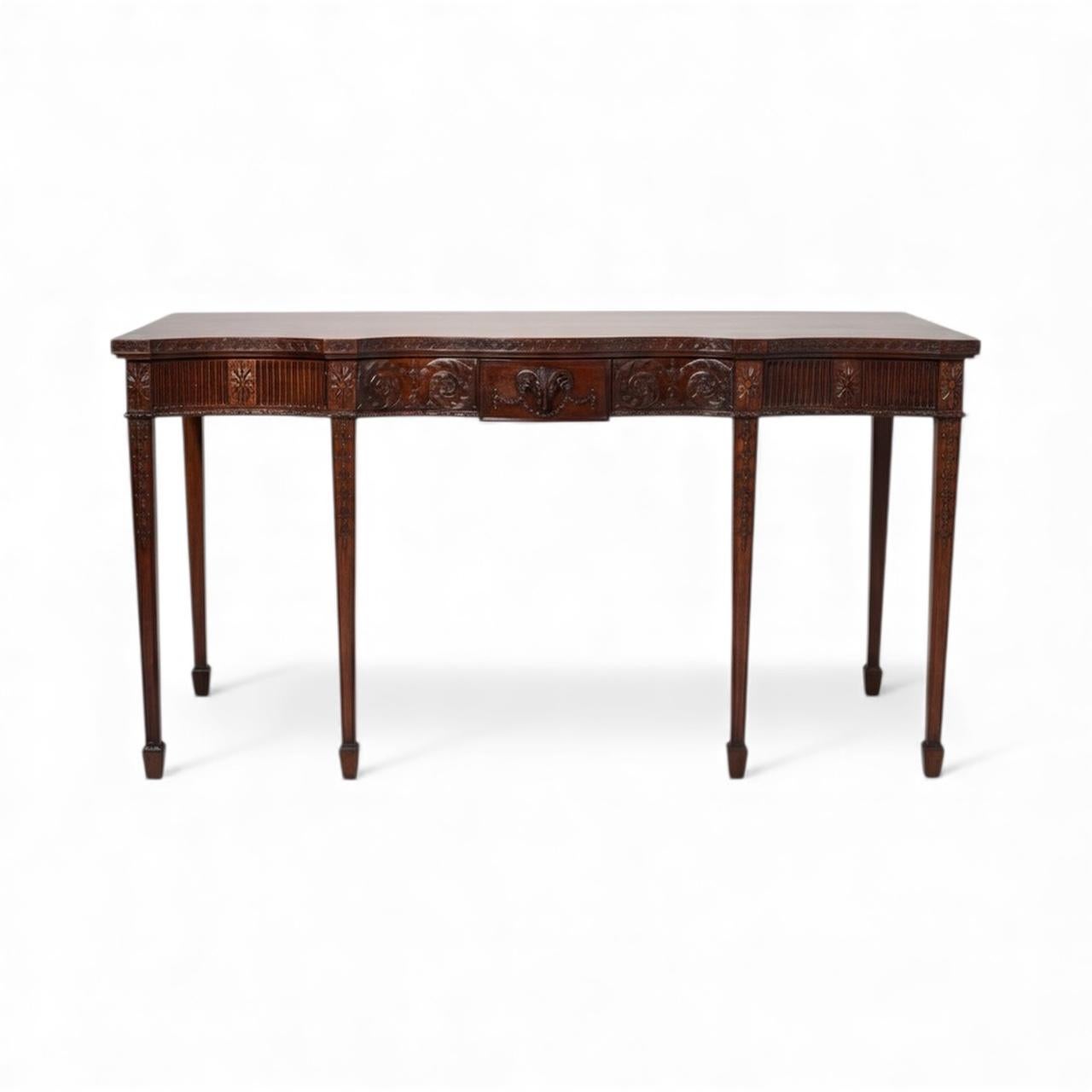 1940s Neoclassical Style Carved Mahogany Huntboard / Console Table / Server For Sale 1