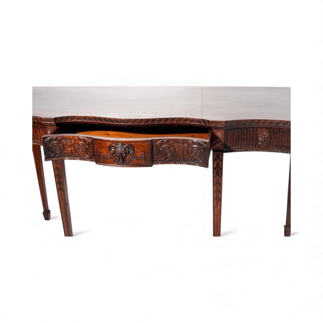 1940s Neoclassical Style Carved Mahogany Huntboard / Console Table / Server For Sale 2
