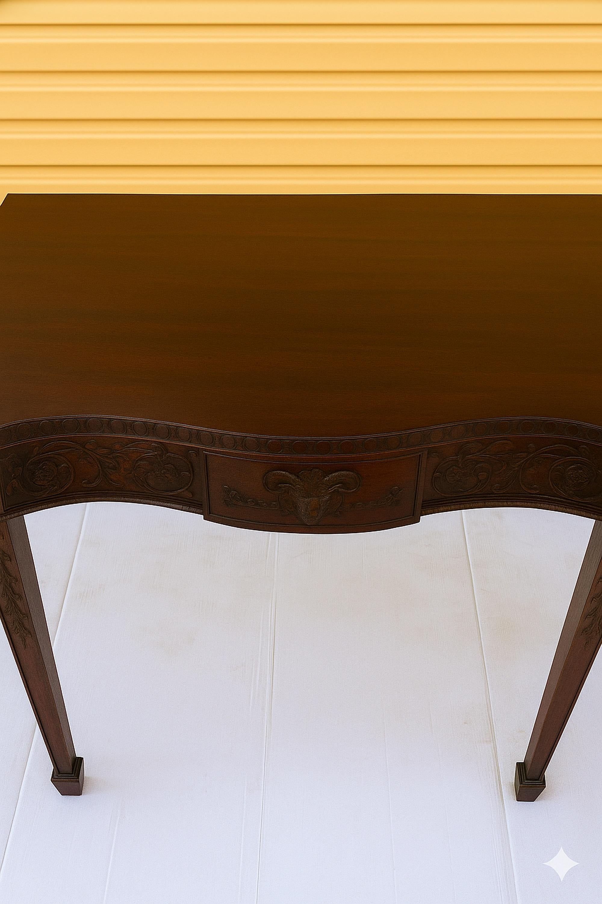 1940s Neoclassical Style Carved Mahogany Huntboard / Console Table / Server For Sale 3