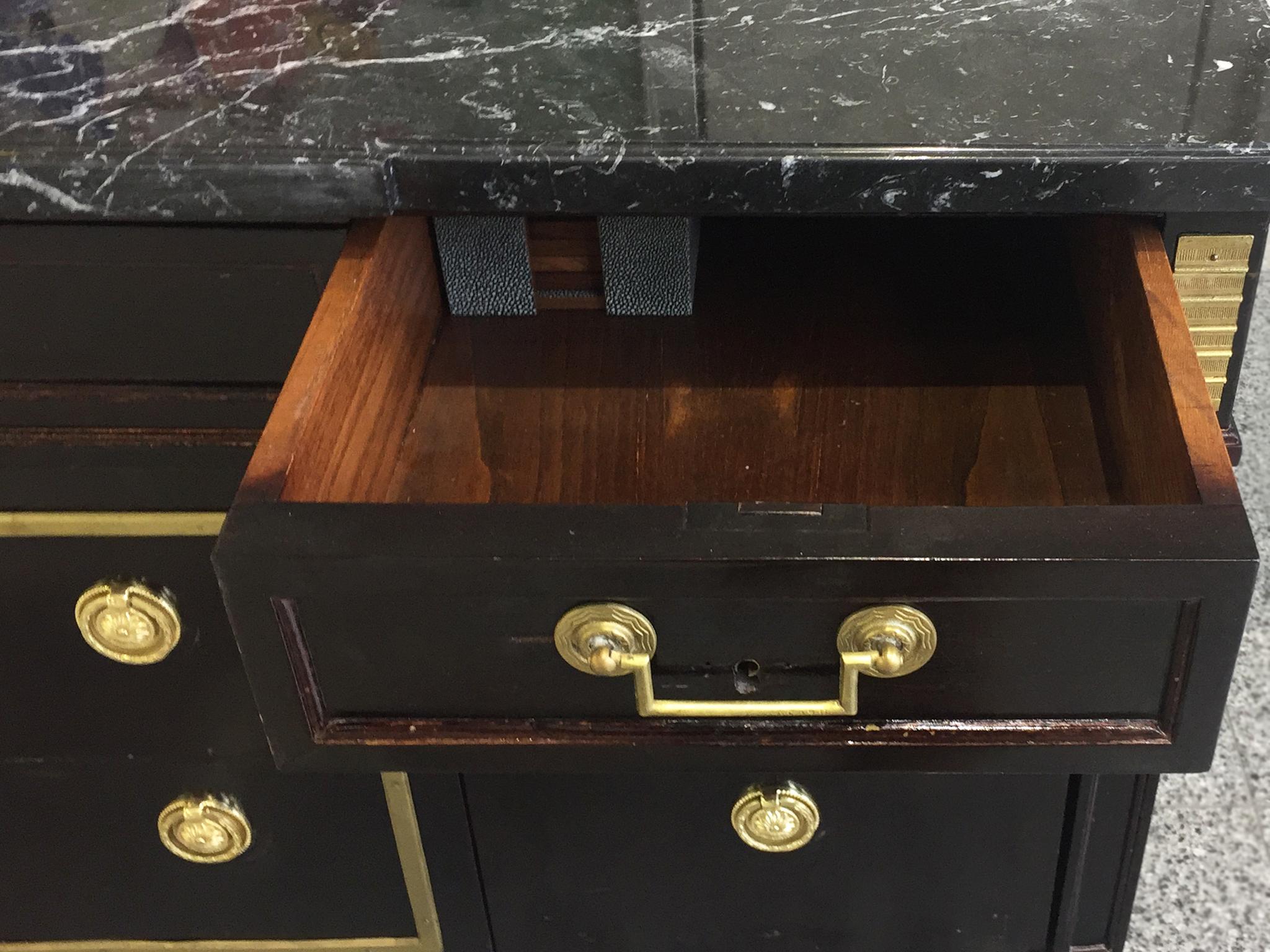 1940s Neoclassical Style Lacquered Chest with Marbletop 4
