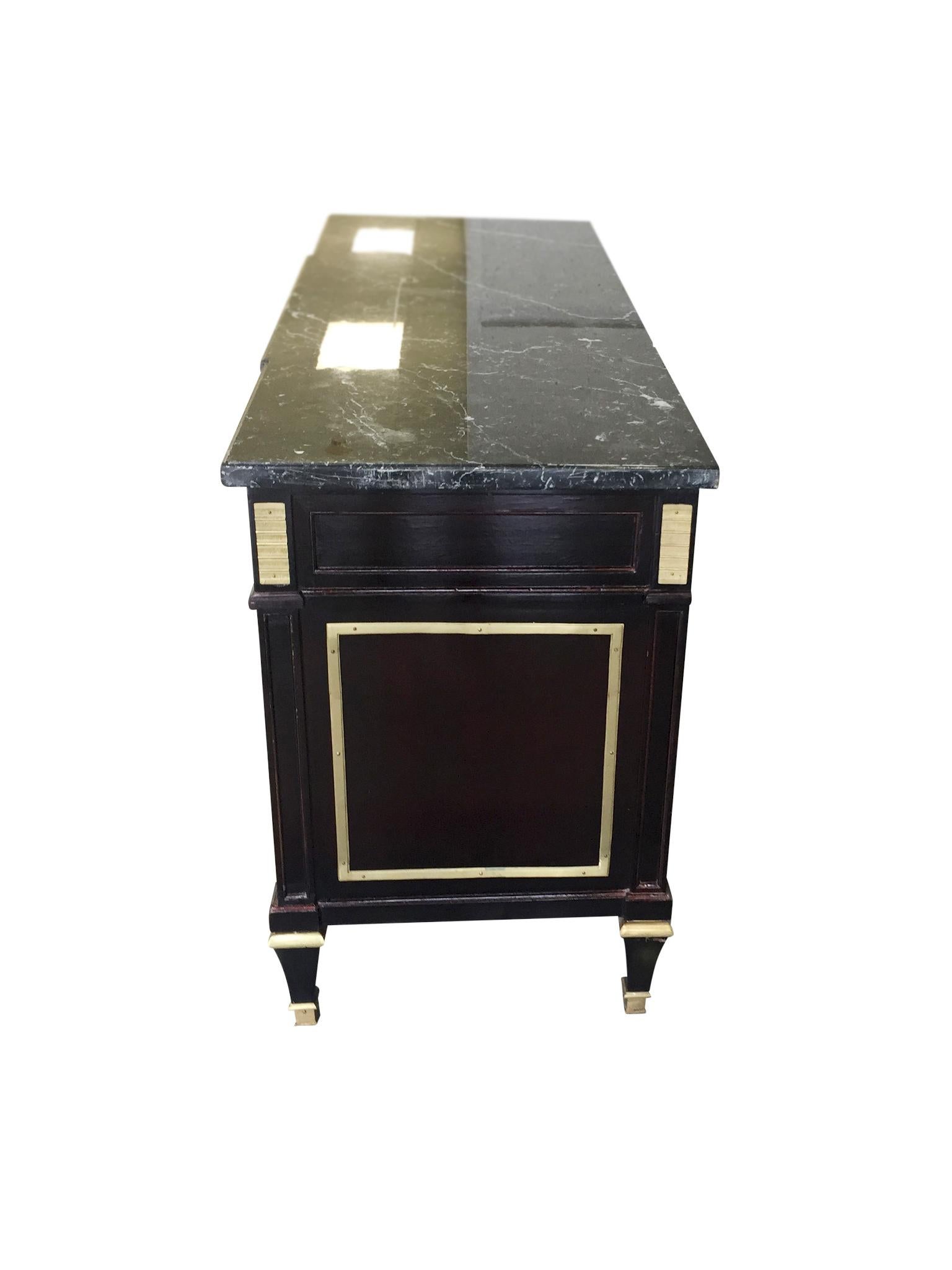 Gilt 1940s Neoclassical Style Lacquered Chest with Marbletop
