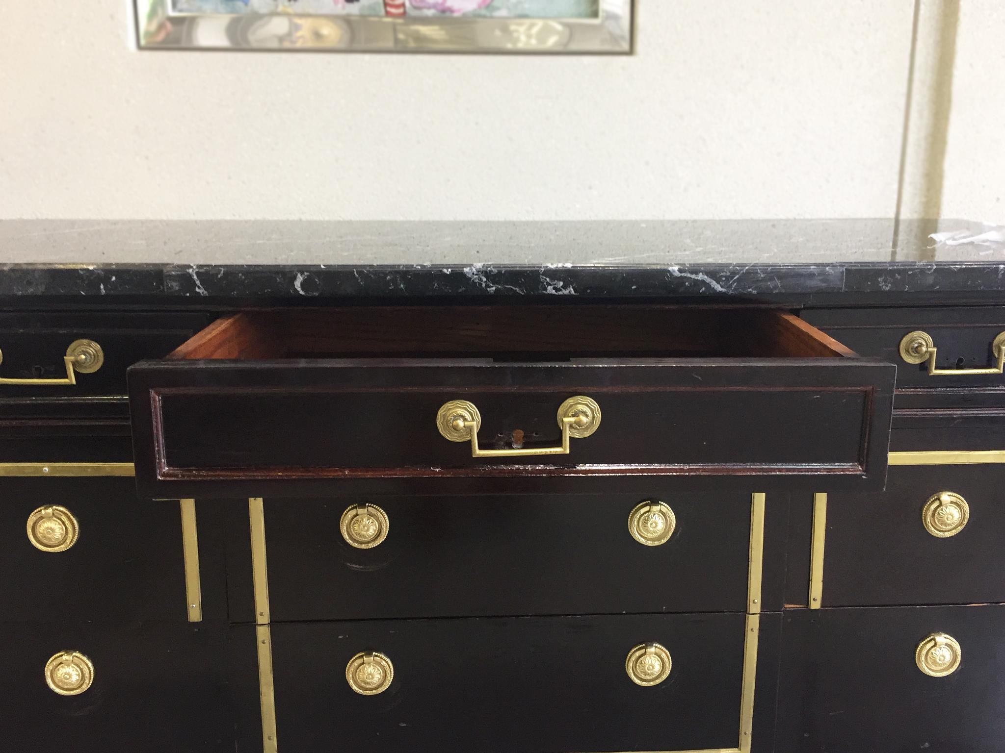 Metal 1940s Neoclassical Style Lacquered Chest with Marbletop