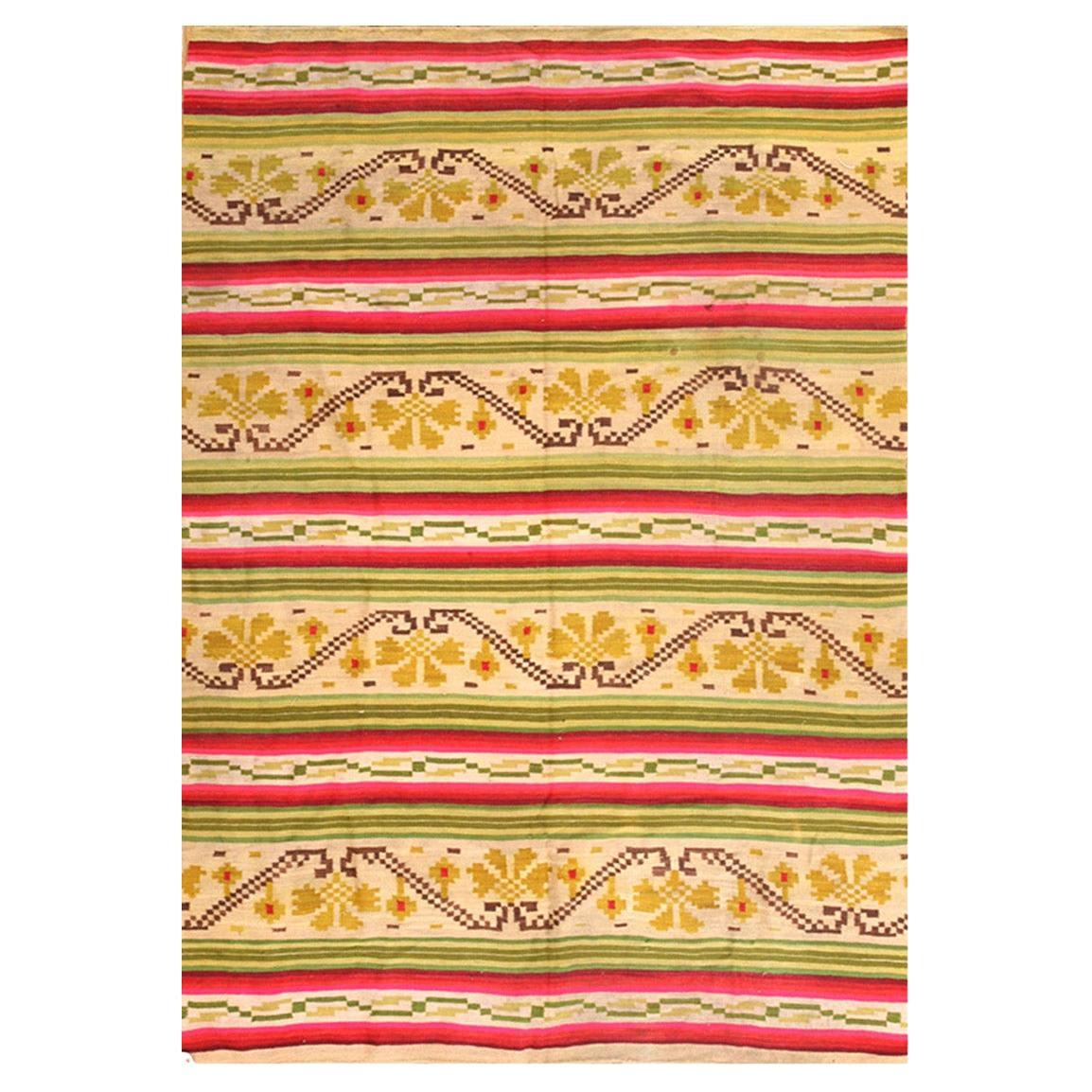 1940s Neon Colorful Flat Woven Semi-Antique Mexican Zapotec Rug 5
9" x 8
 Carpet For Sale