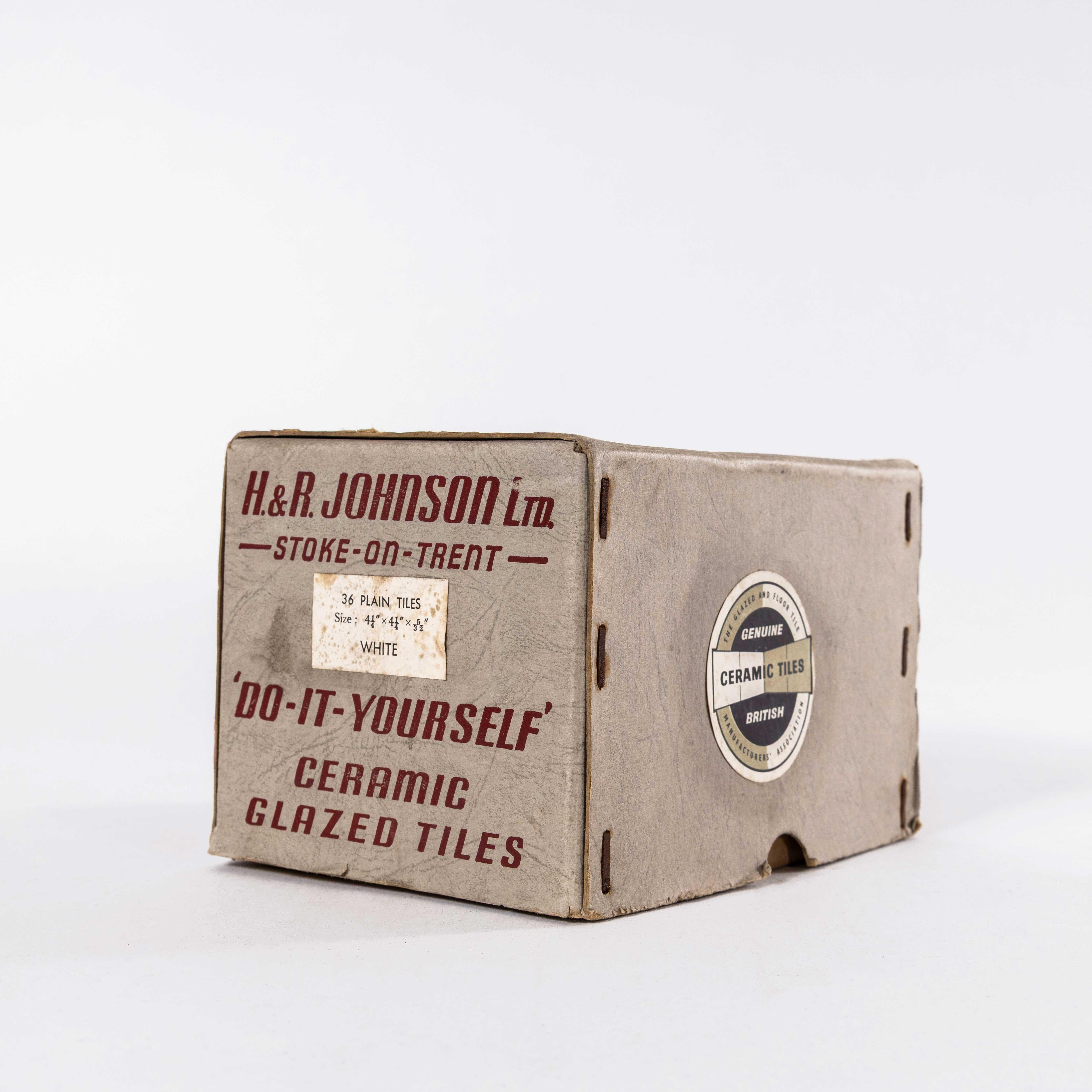 1940’s New Old Stock Card Tile Box – Empty. 
We have a weakness for many things, well made boxes being one of them. This just a tile box, but heavy weight card, stapled and with great graphics.

Workshop Report:
Our workshop team inspect every