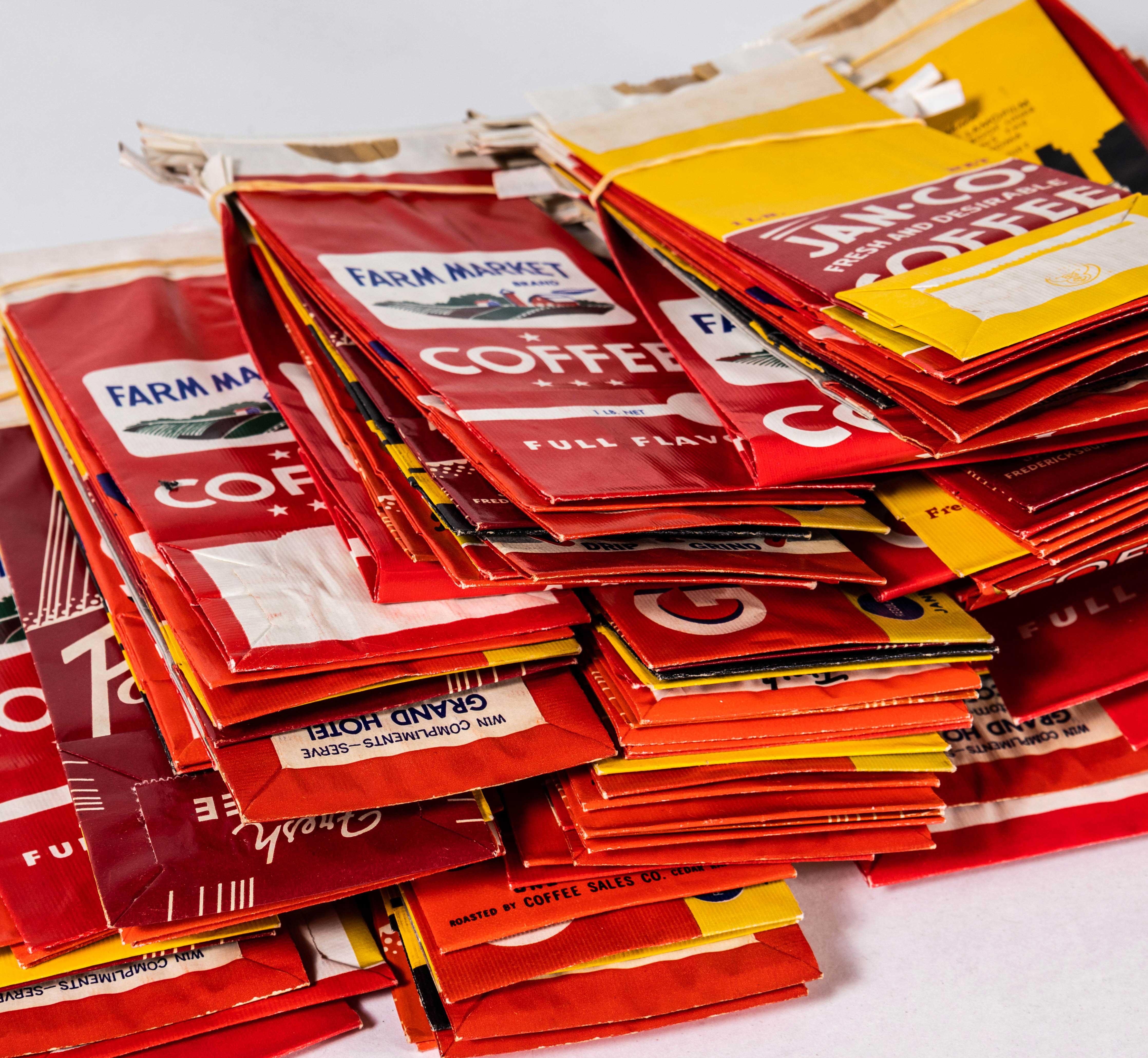 Mid-20th Century 1940's New Old Stock Vintage Coffee Bags - Pack Of Ten For Sale
