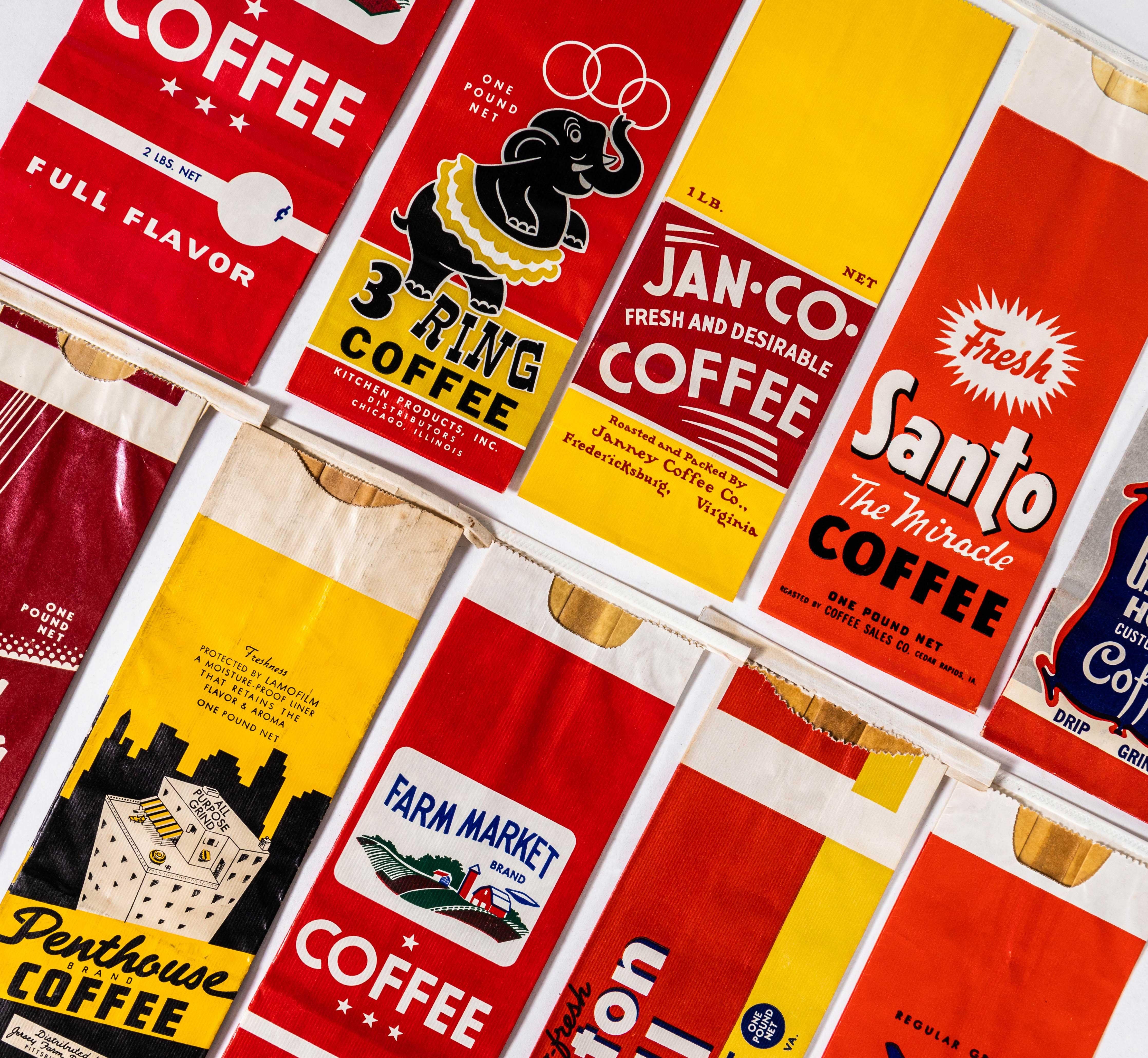 1940's New Old Stock Vintage Coffee Bags - Pack Of Ten For Sale 1